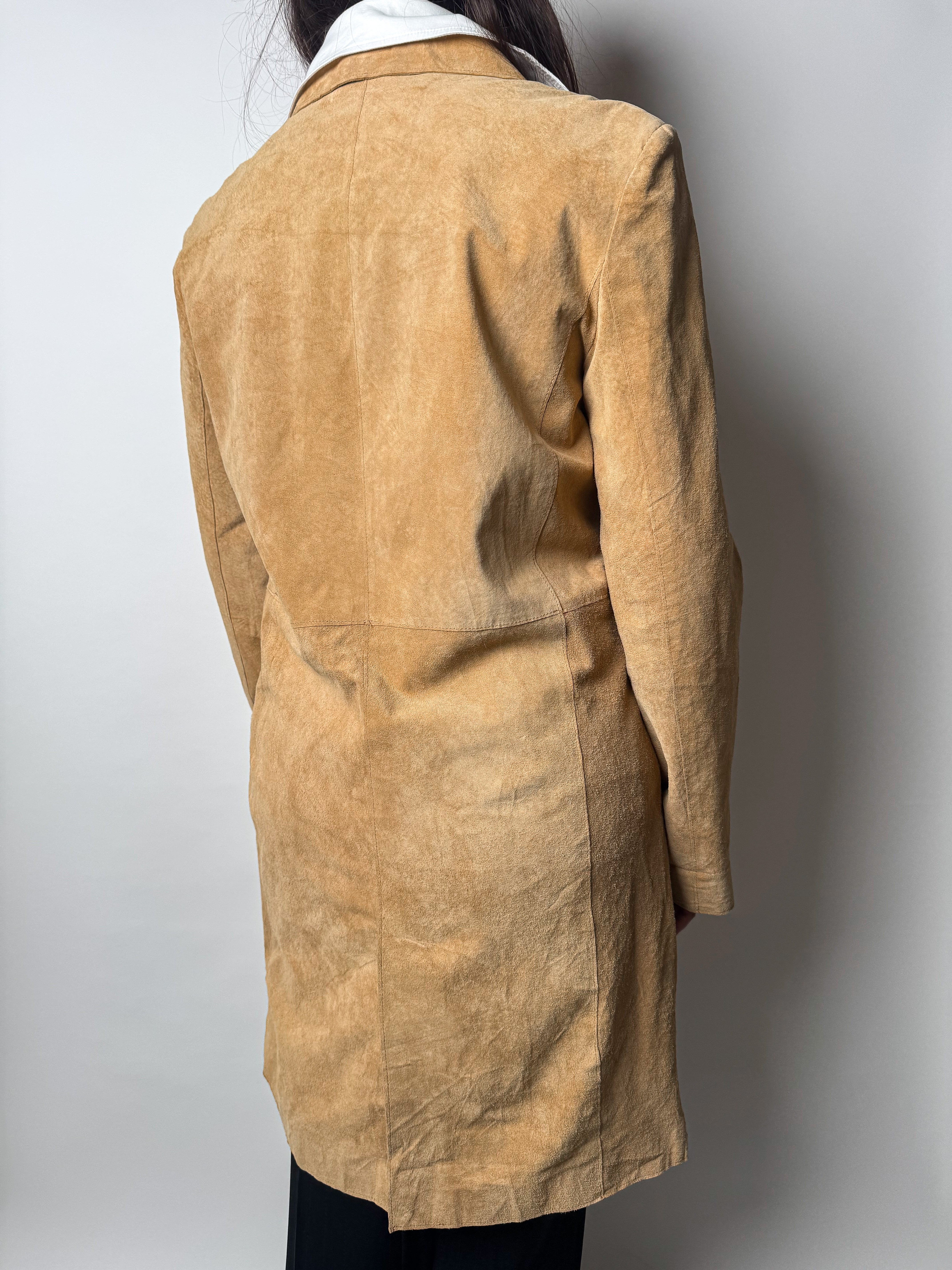 מעיל זמש ארוך בז׳ (M)