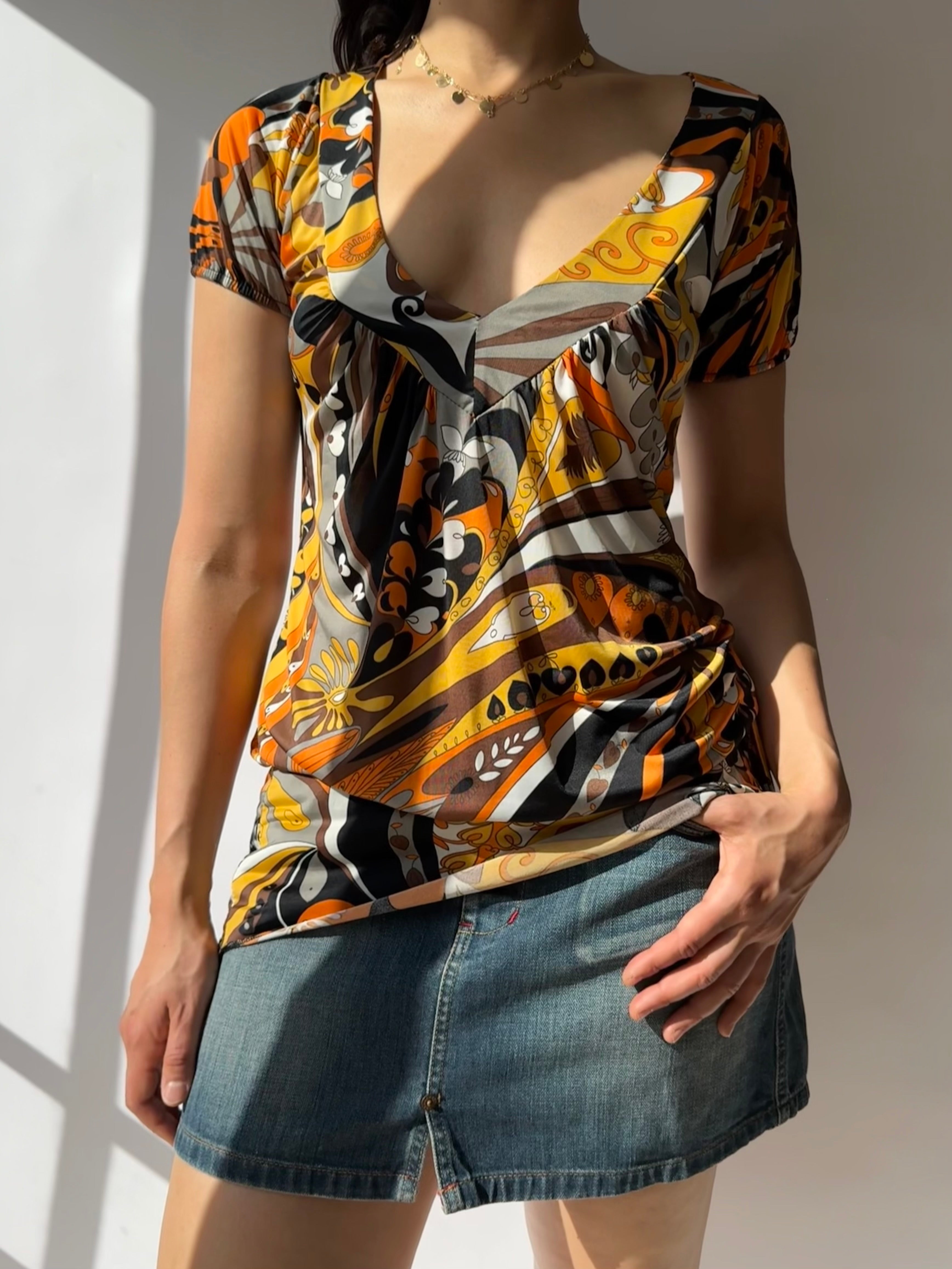 טוניקה פרחונית עם קשירה (M)