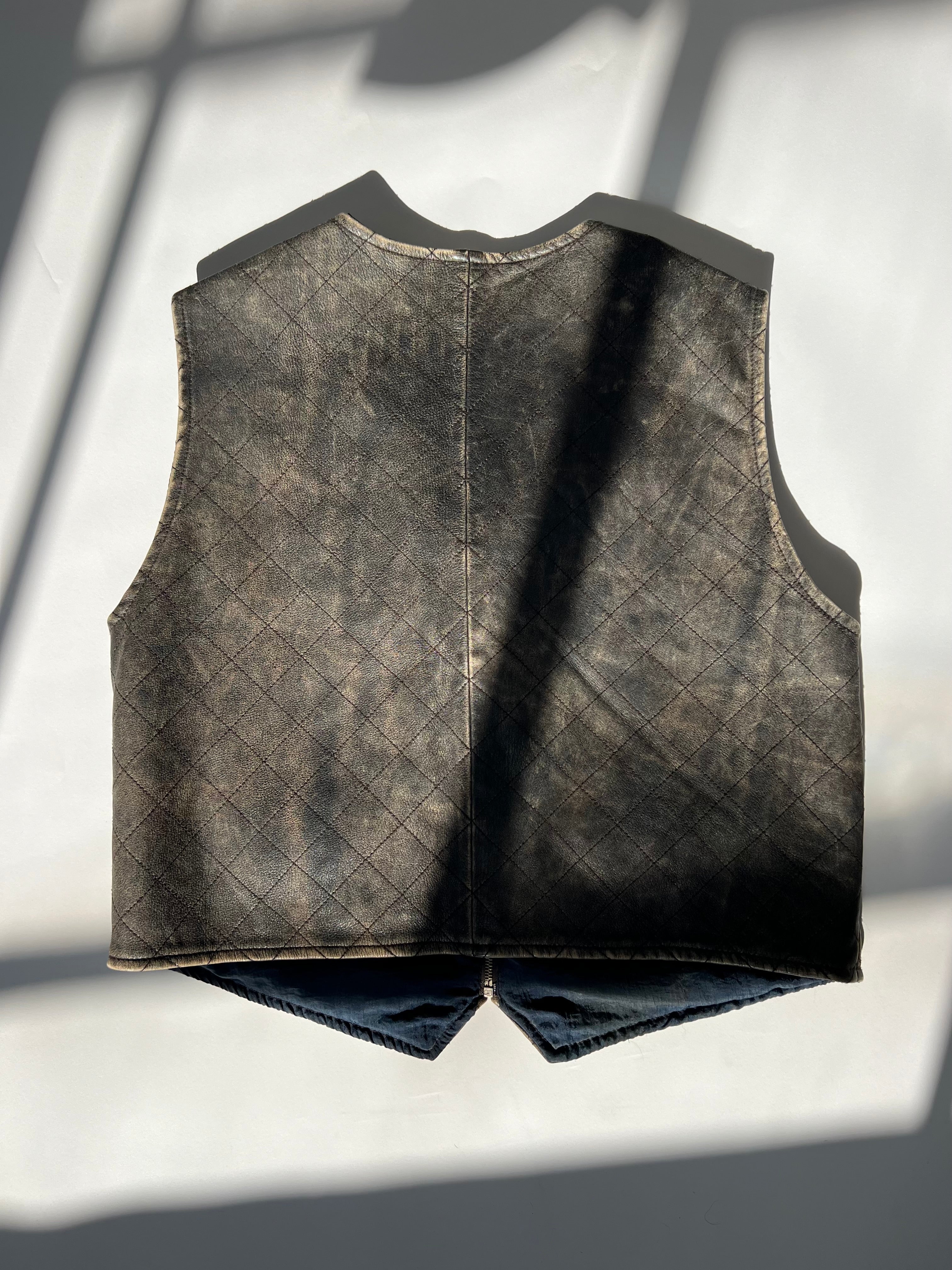 וסט עור משופשף (XXL)