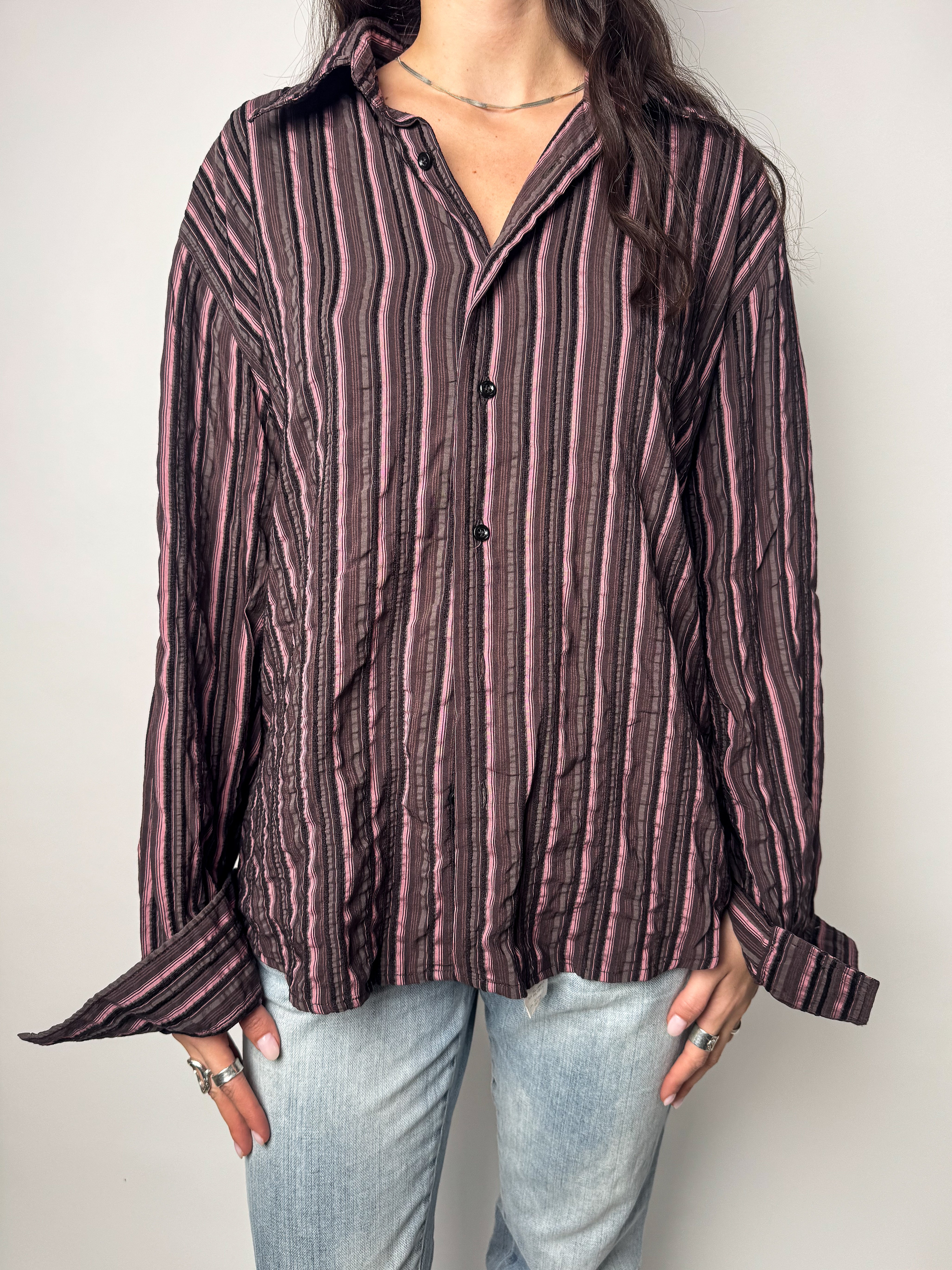 חולצה פסים מכופתרת (L)