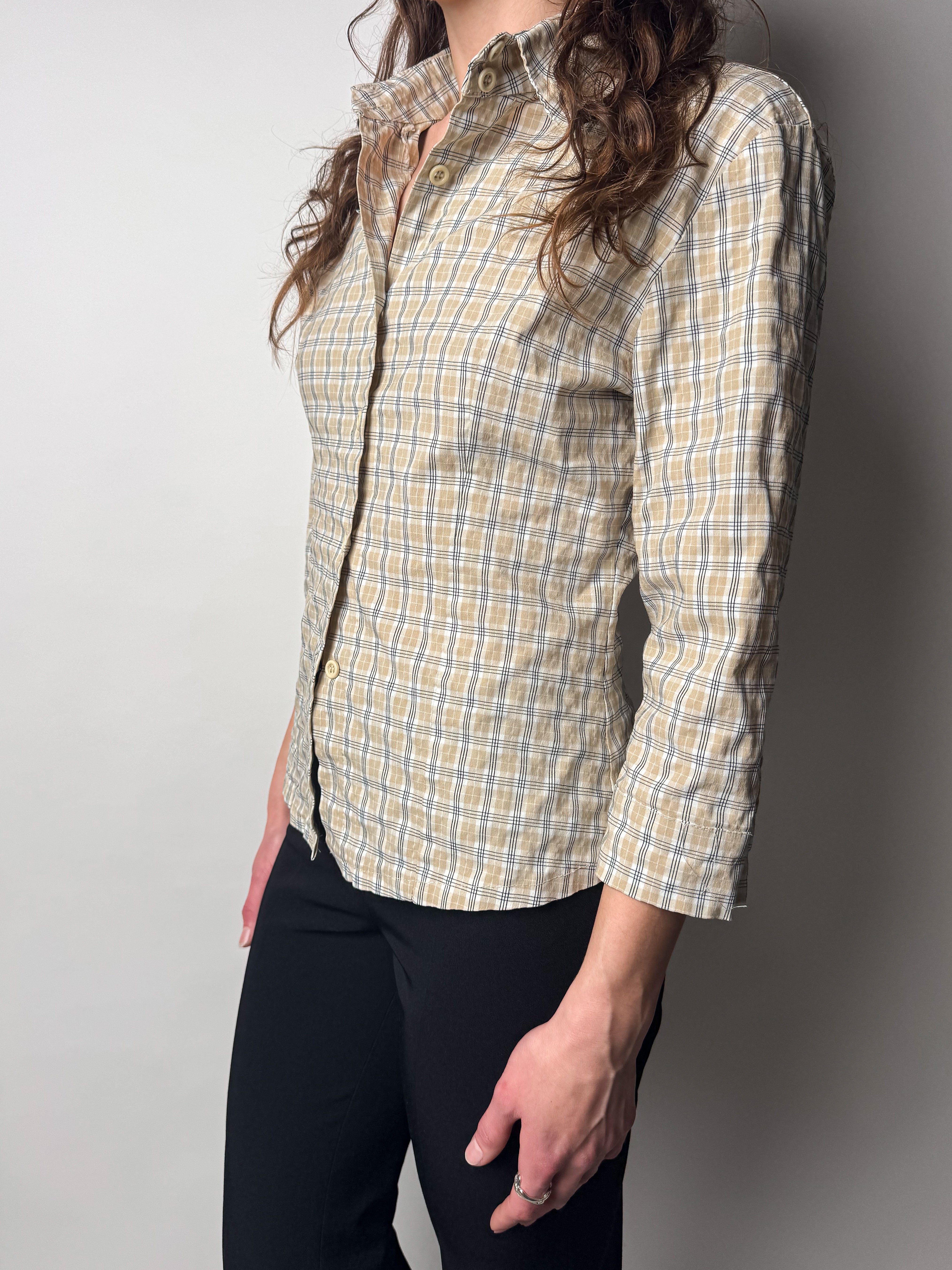 חולצה מכופתרת משבצות (S)