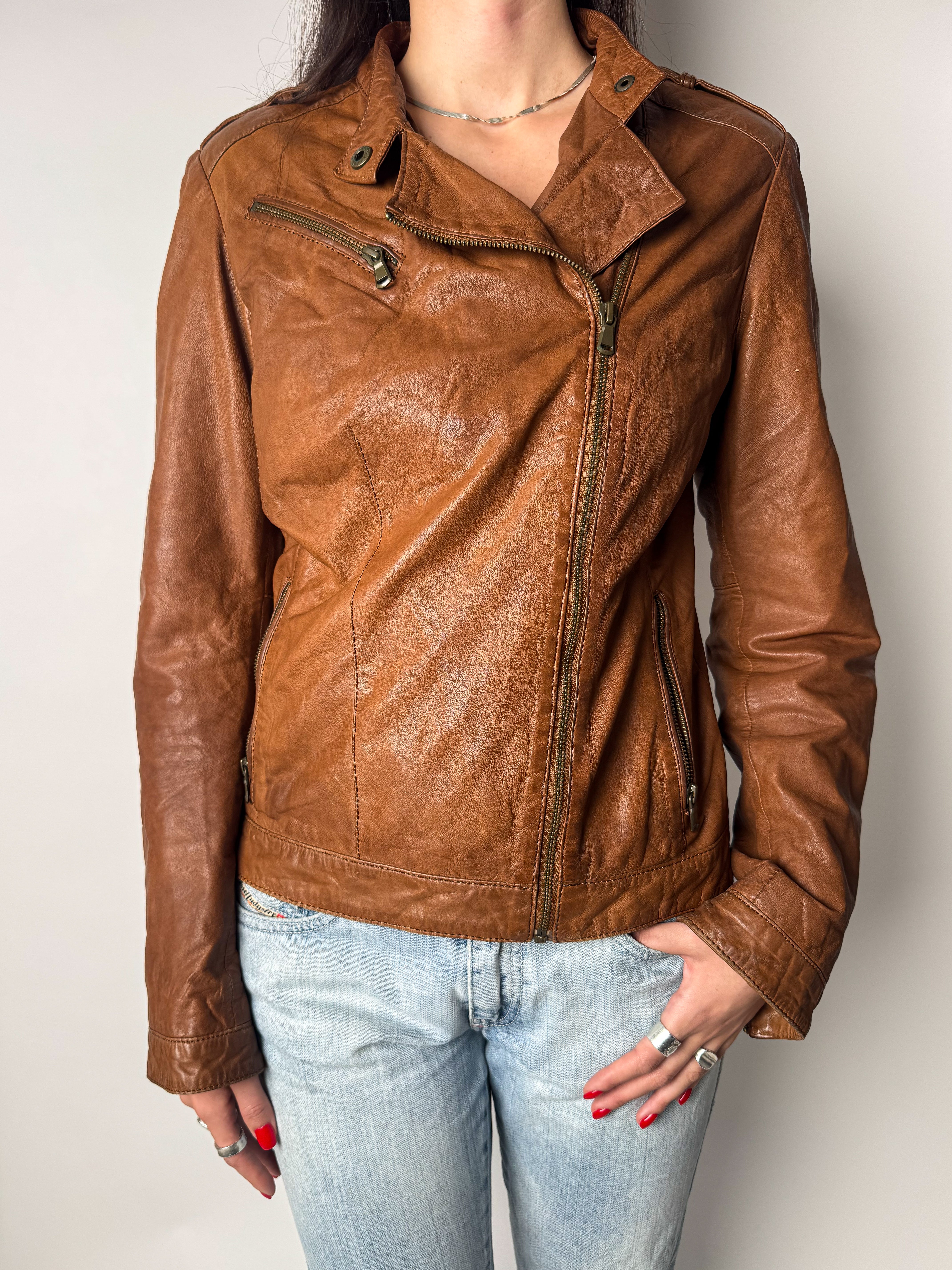 מעיל עור בייקר (S-M)