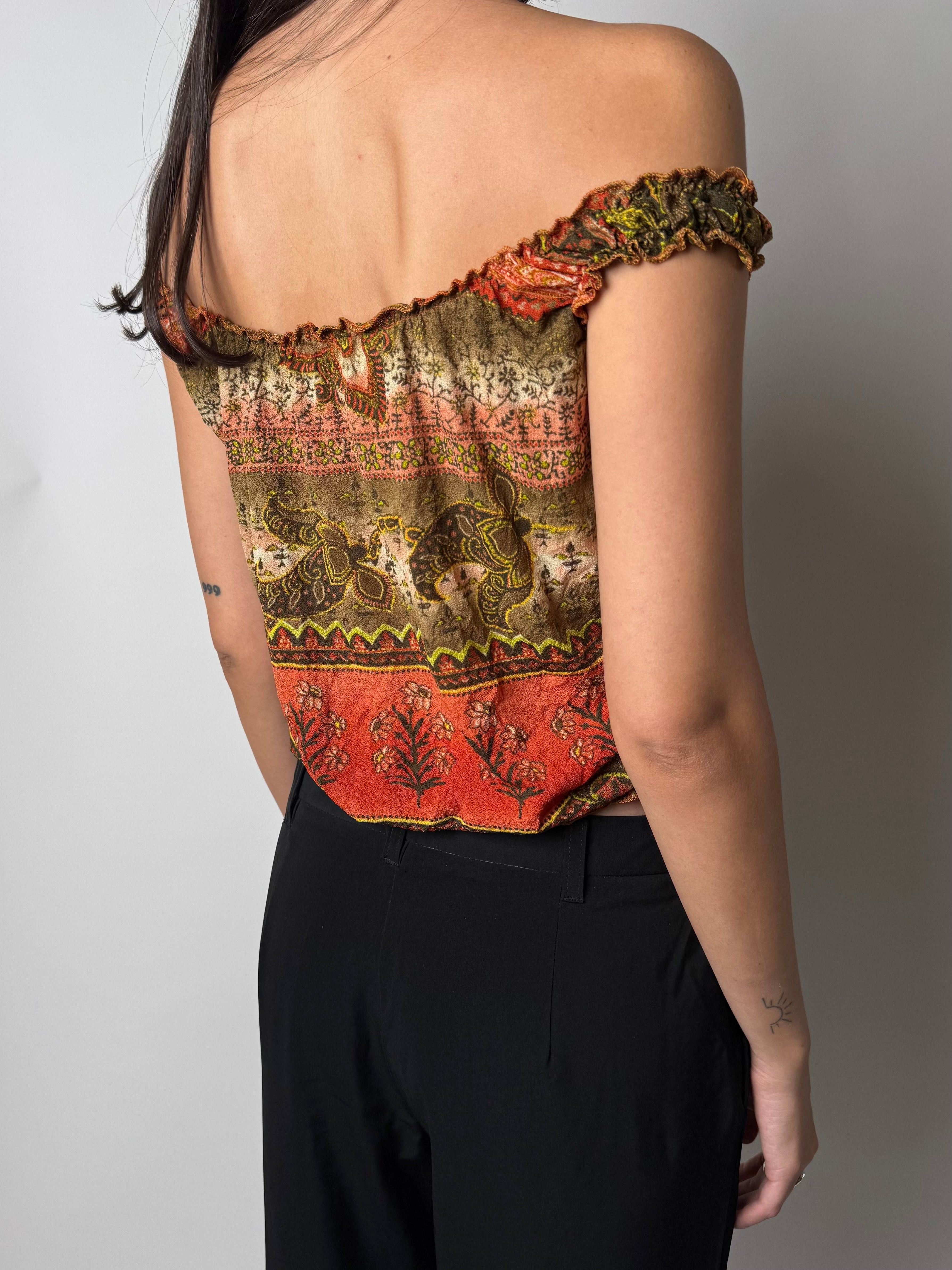 גופיית אוף שולדרז בהדפס אתני (S-M)