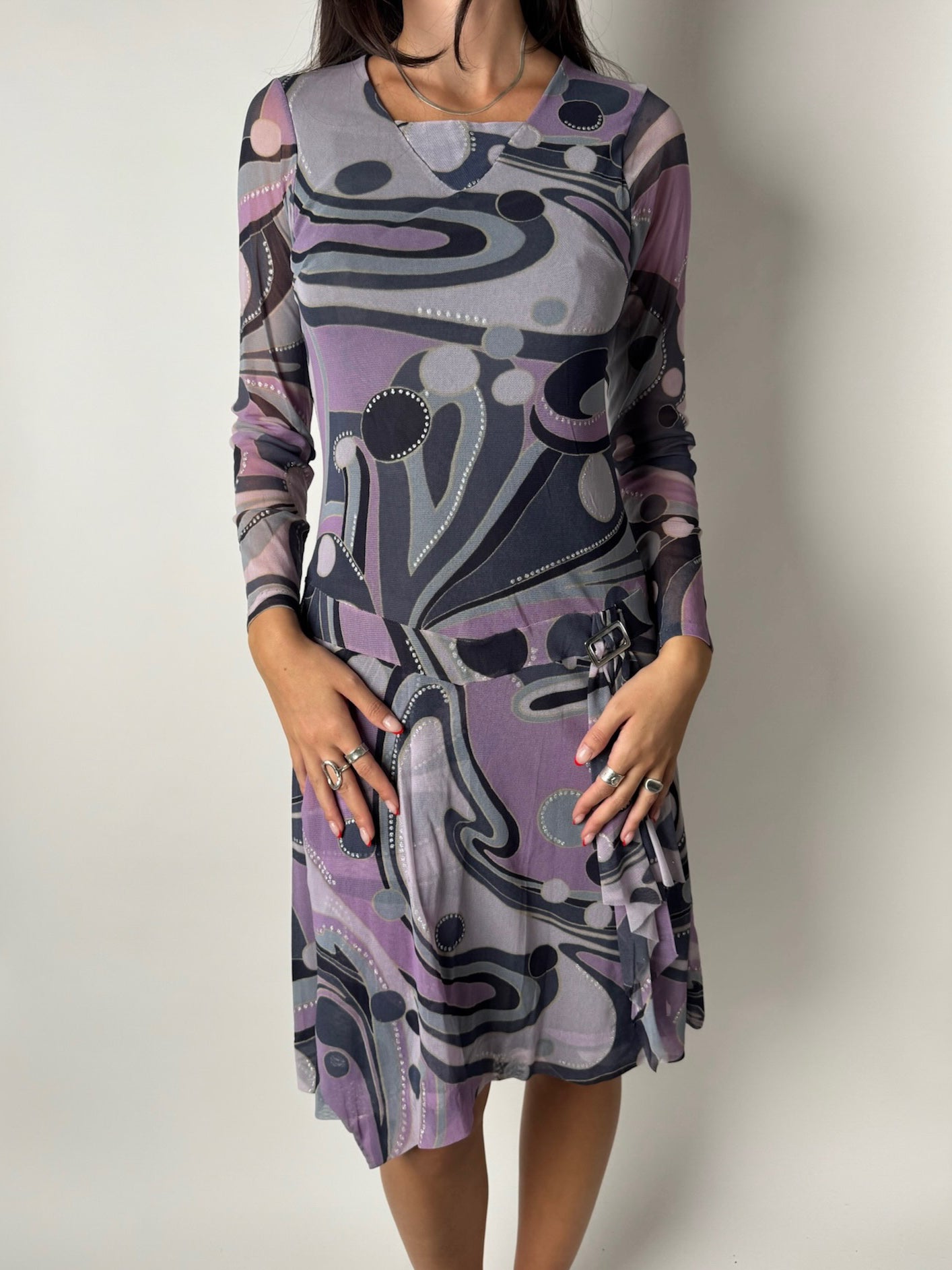 שמלת מש ארוכה בהדפס (M)