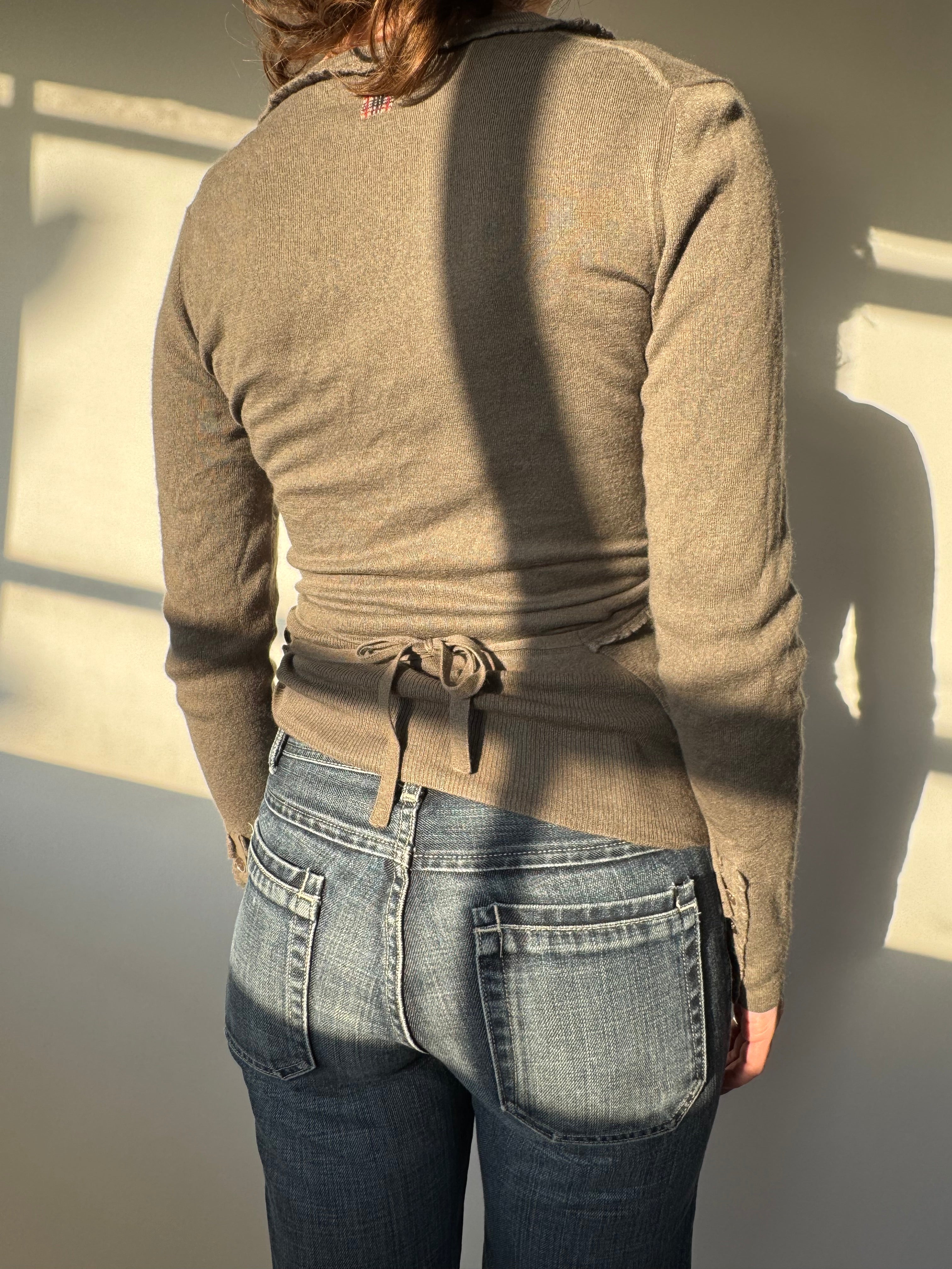 עליונית מעטפת משי וקשמיר Burberry (S)
