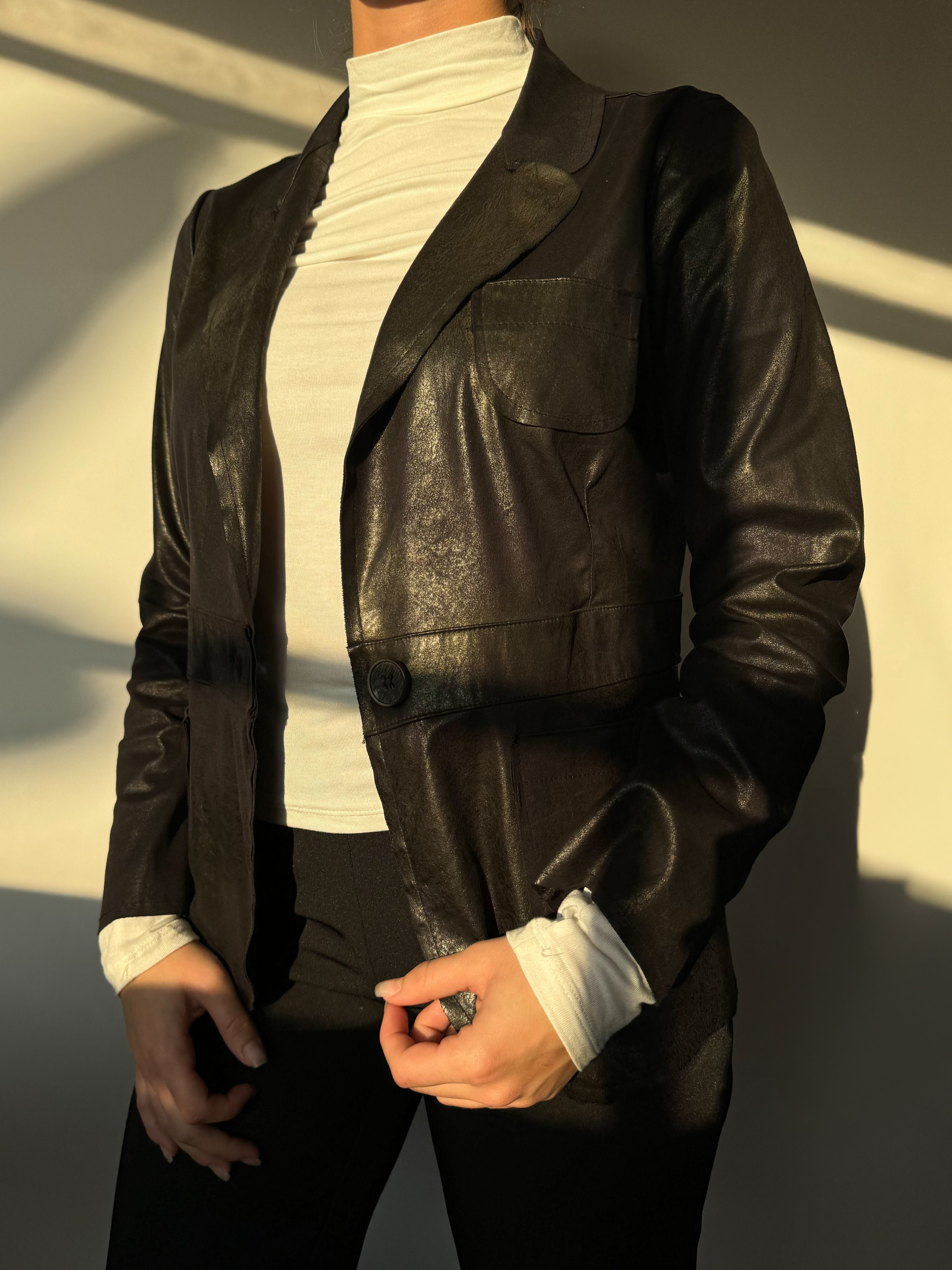 ג׳קט מטאלי דמוי עור (L)