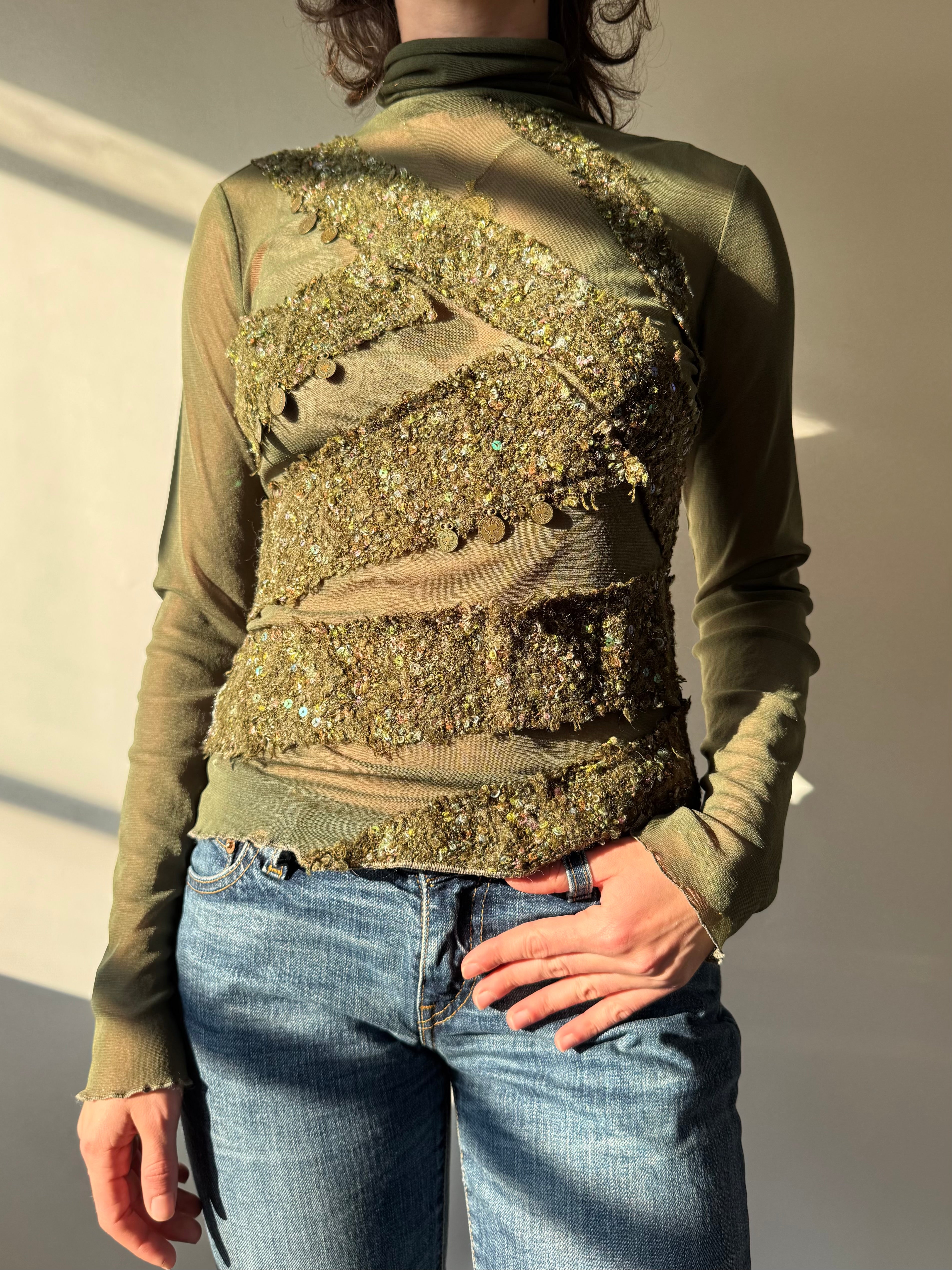 חולצת גולף מש בשילוב פייטים (S)