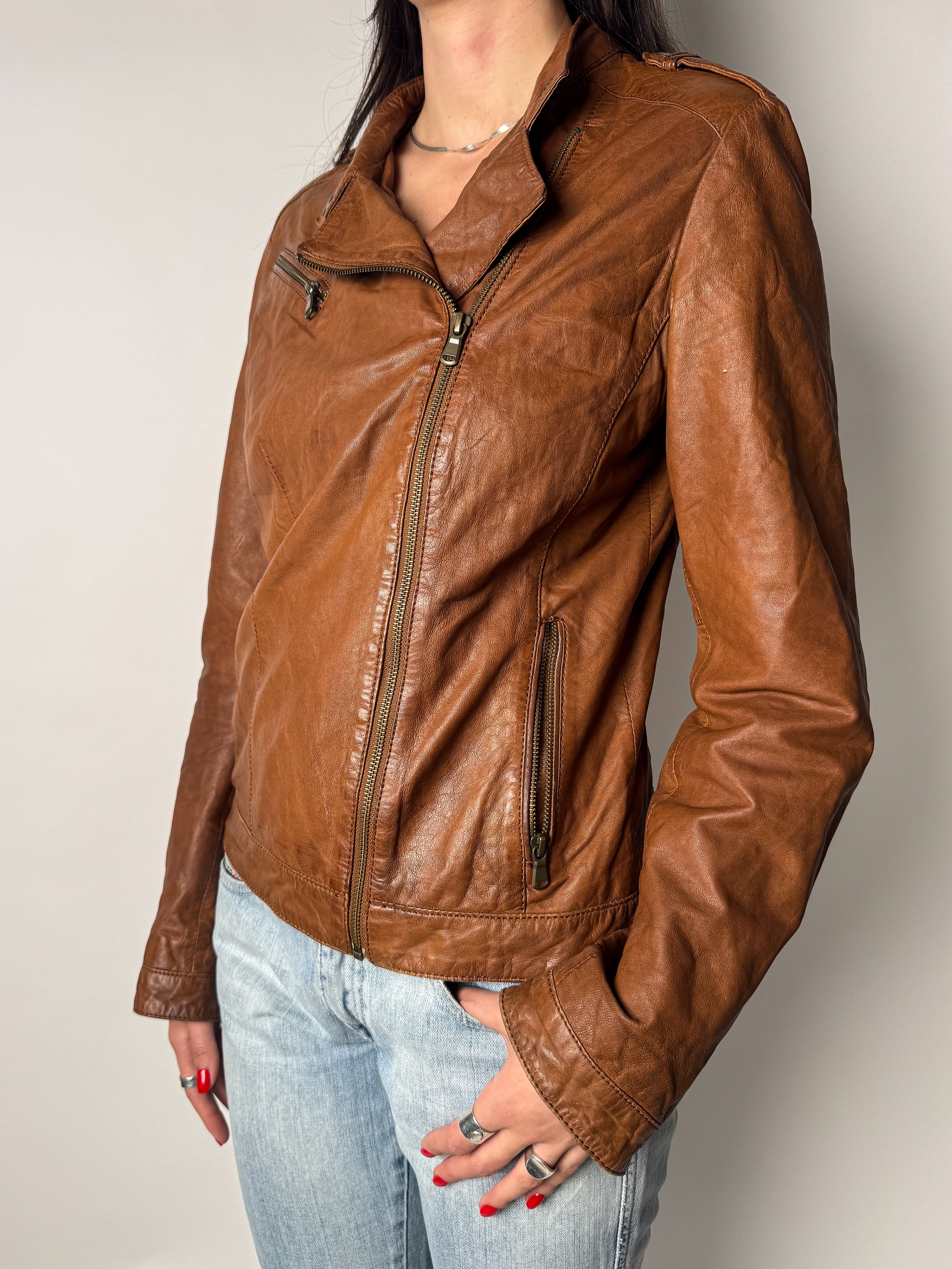 מעיל עור בייקר (S-M)