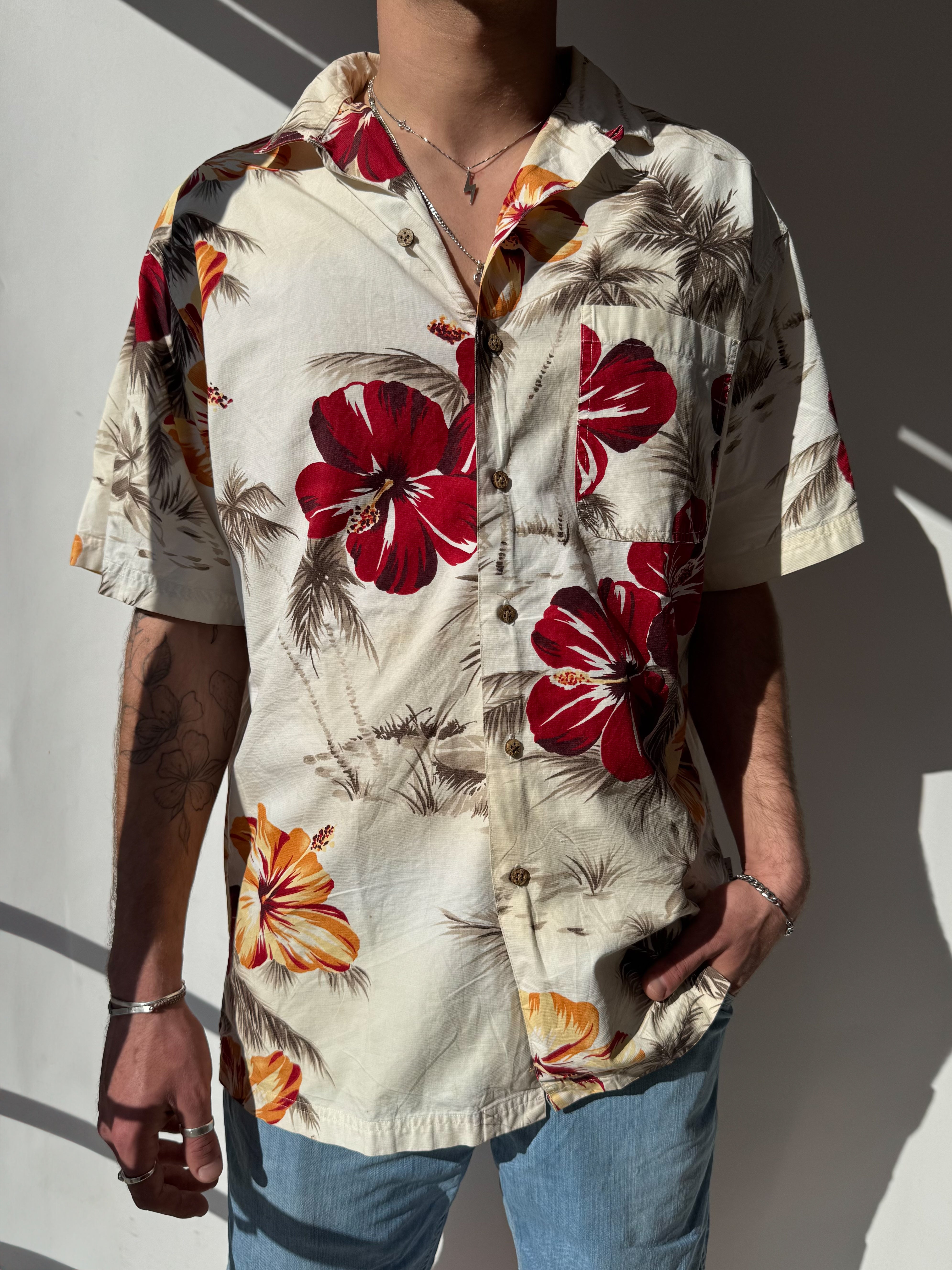 חולצה מכופתרת פרחונית Chaps (L)