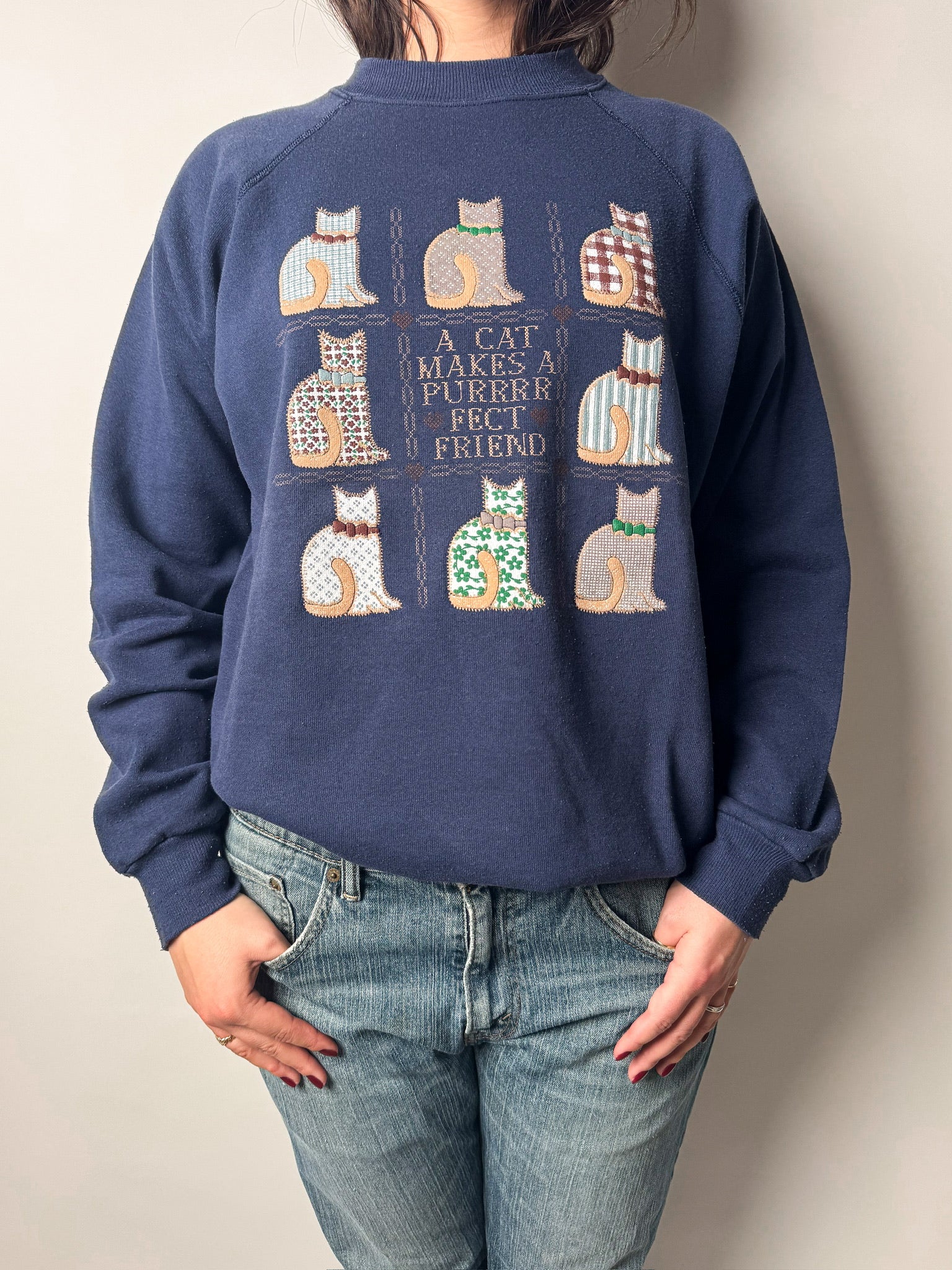 סווטשרט כחול כהה חתולים (L)