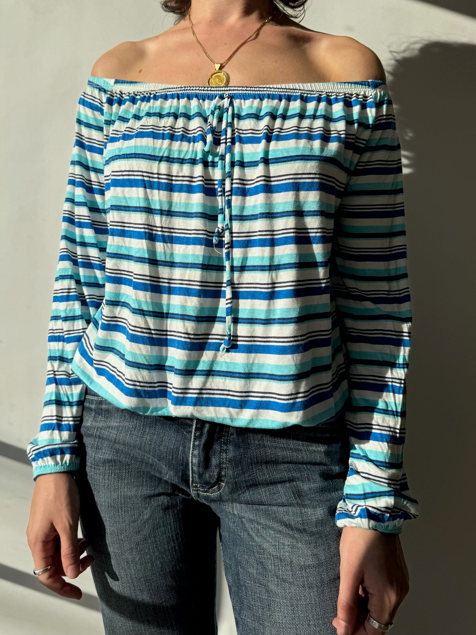 חולצת פסים אוף שולדר (M)