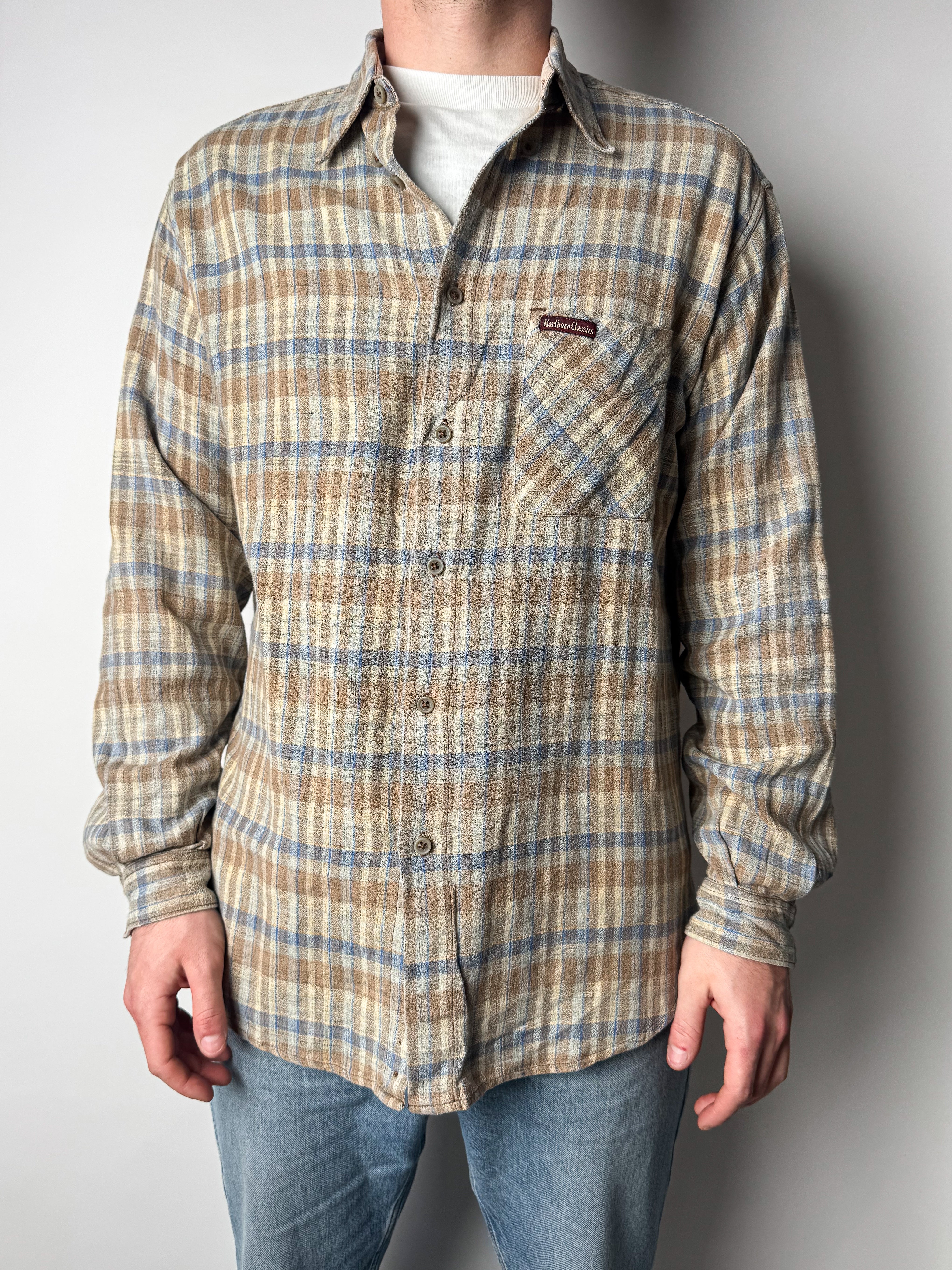 חולצה מכופתרת משבצות Marlboro Classics (XL)