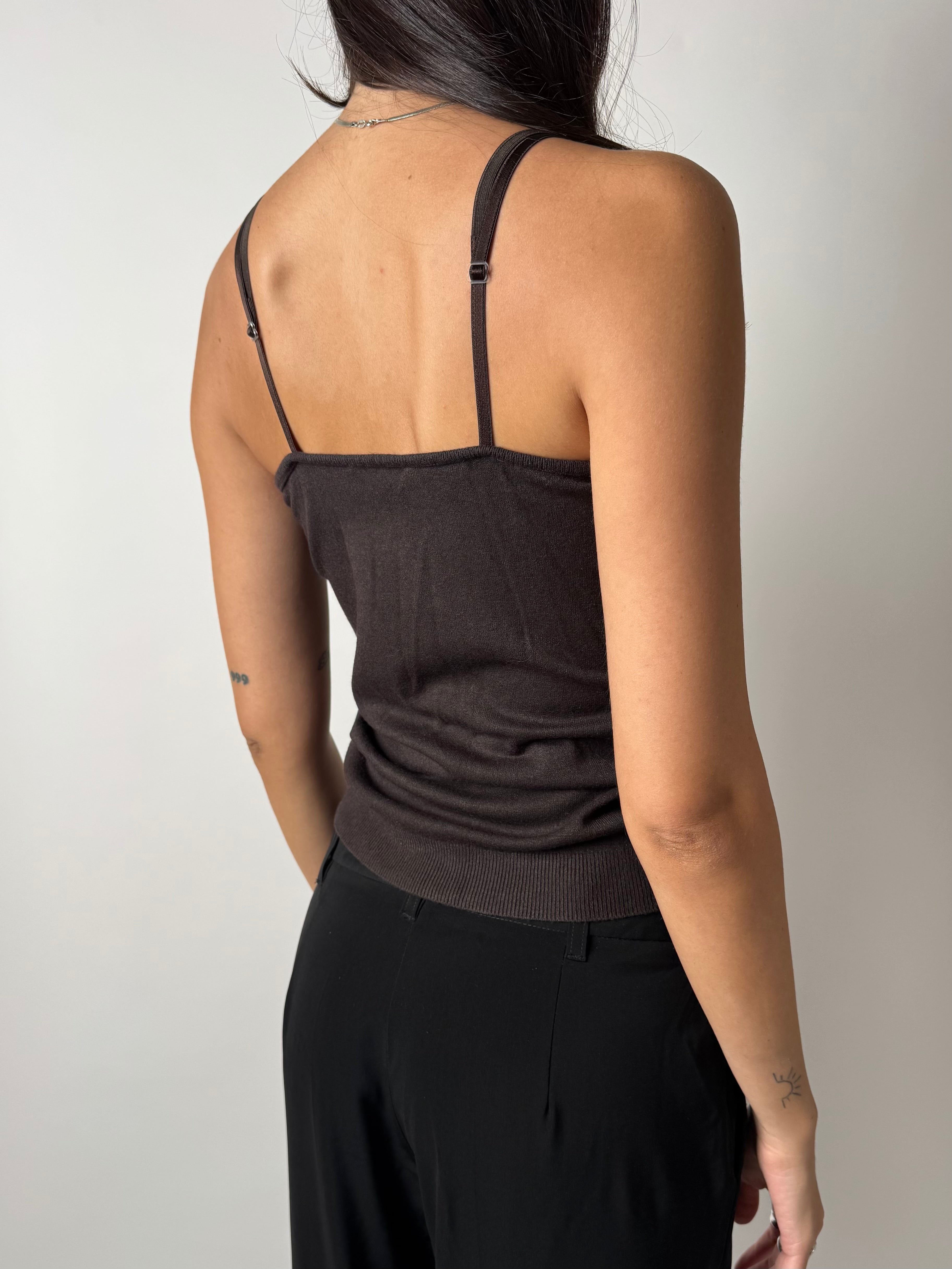 גופיה סרוגה בשילוב תחרה (S)