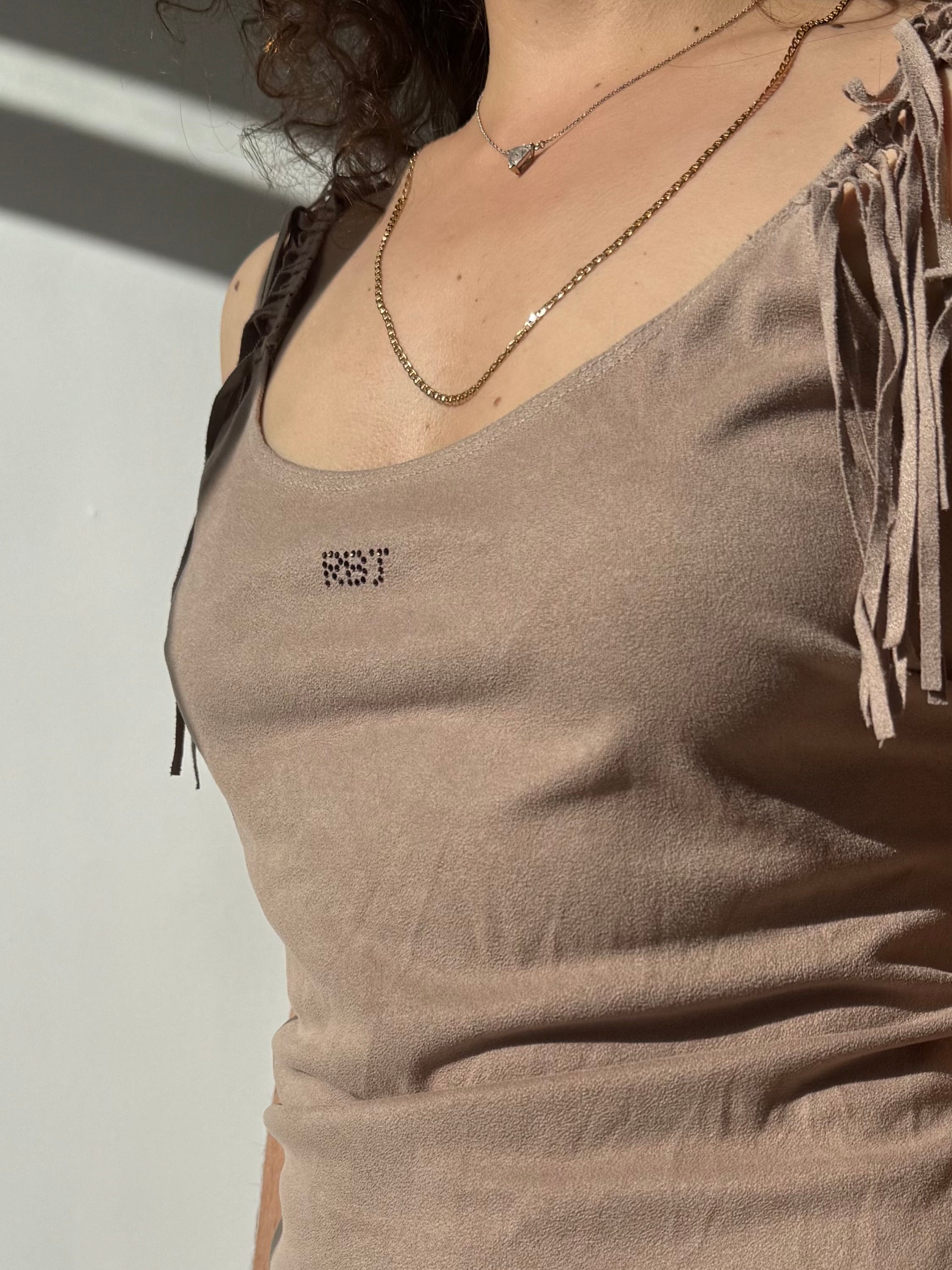 שמלת מיני דמויית זמש Roccobarocco (S)