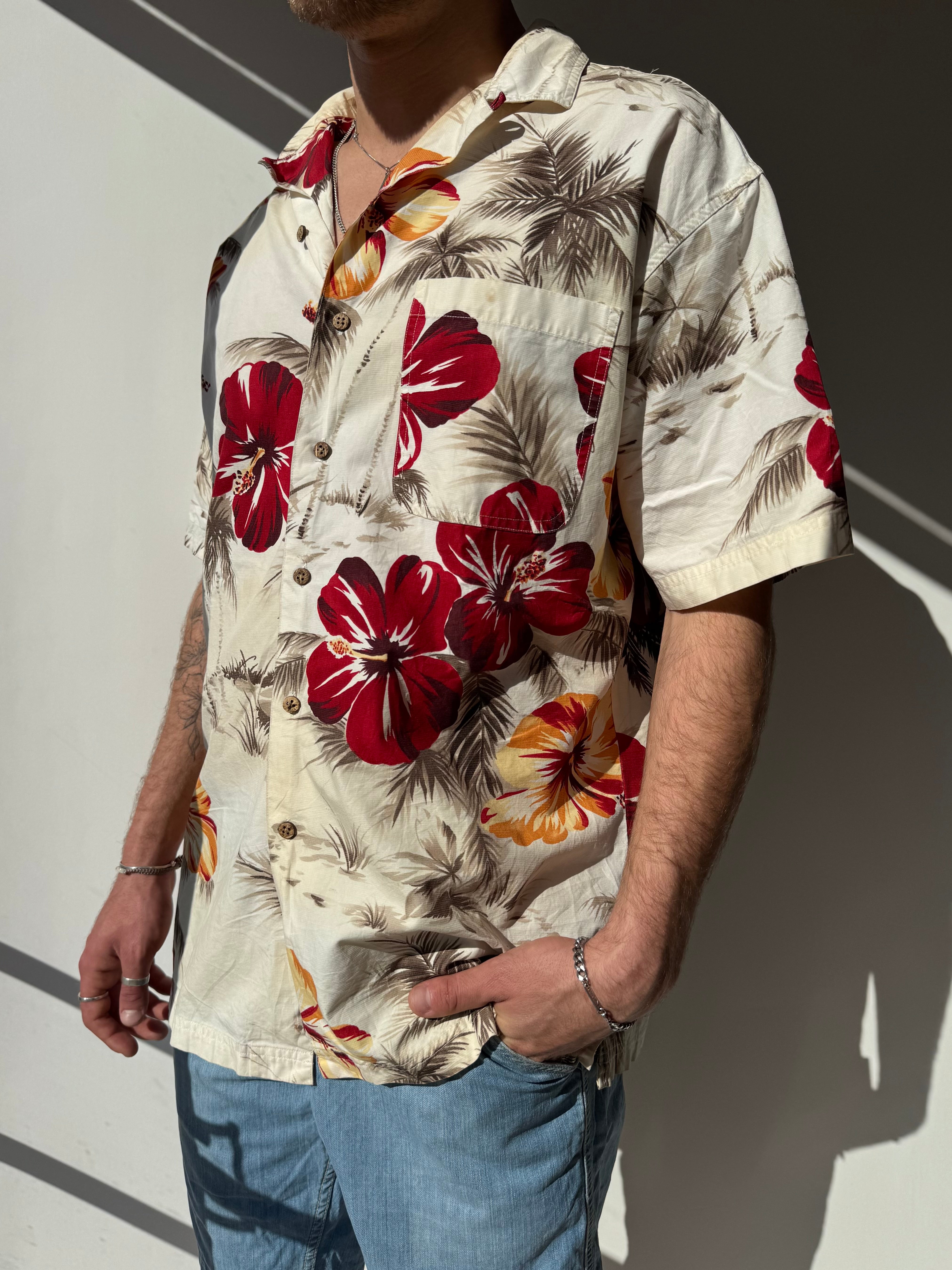 חולצה מכופתרת פרחונית Chaps (L)