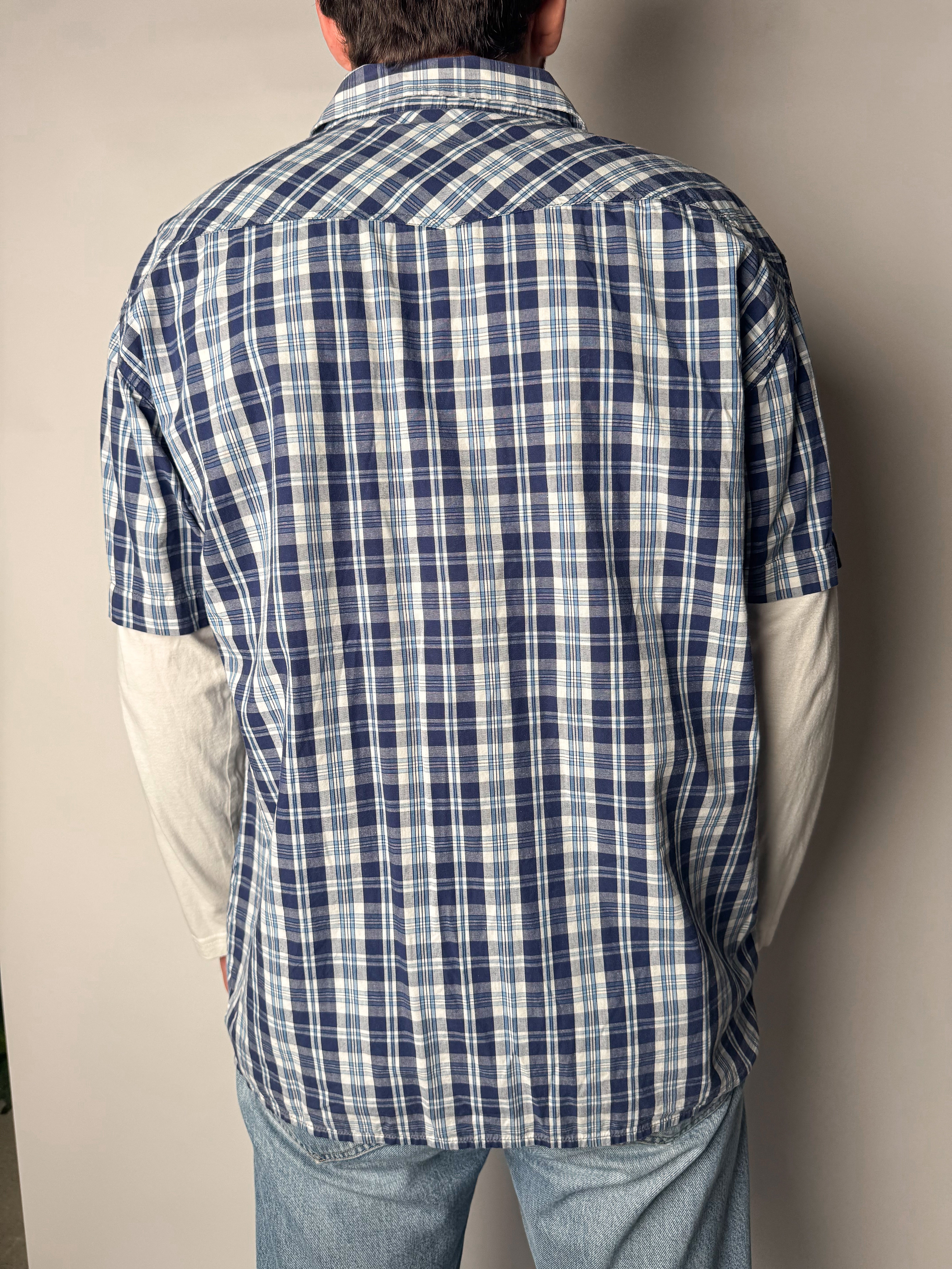 חולצה מכופתרת כפולה משבצות (XL)
