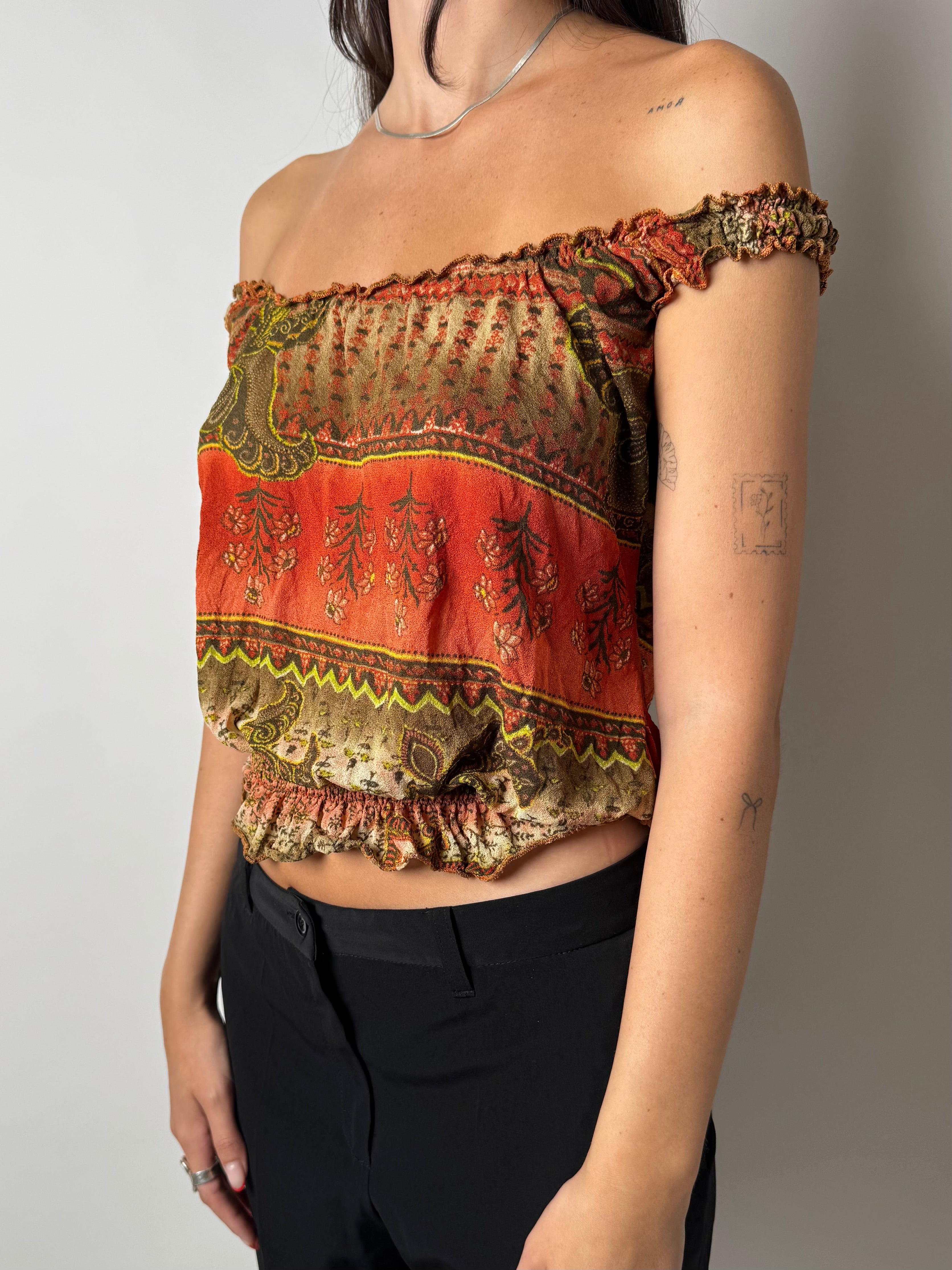 גופיית אוף שולדרז בהדפס אתני (S-M)