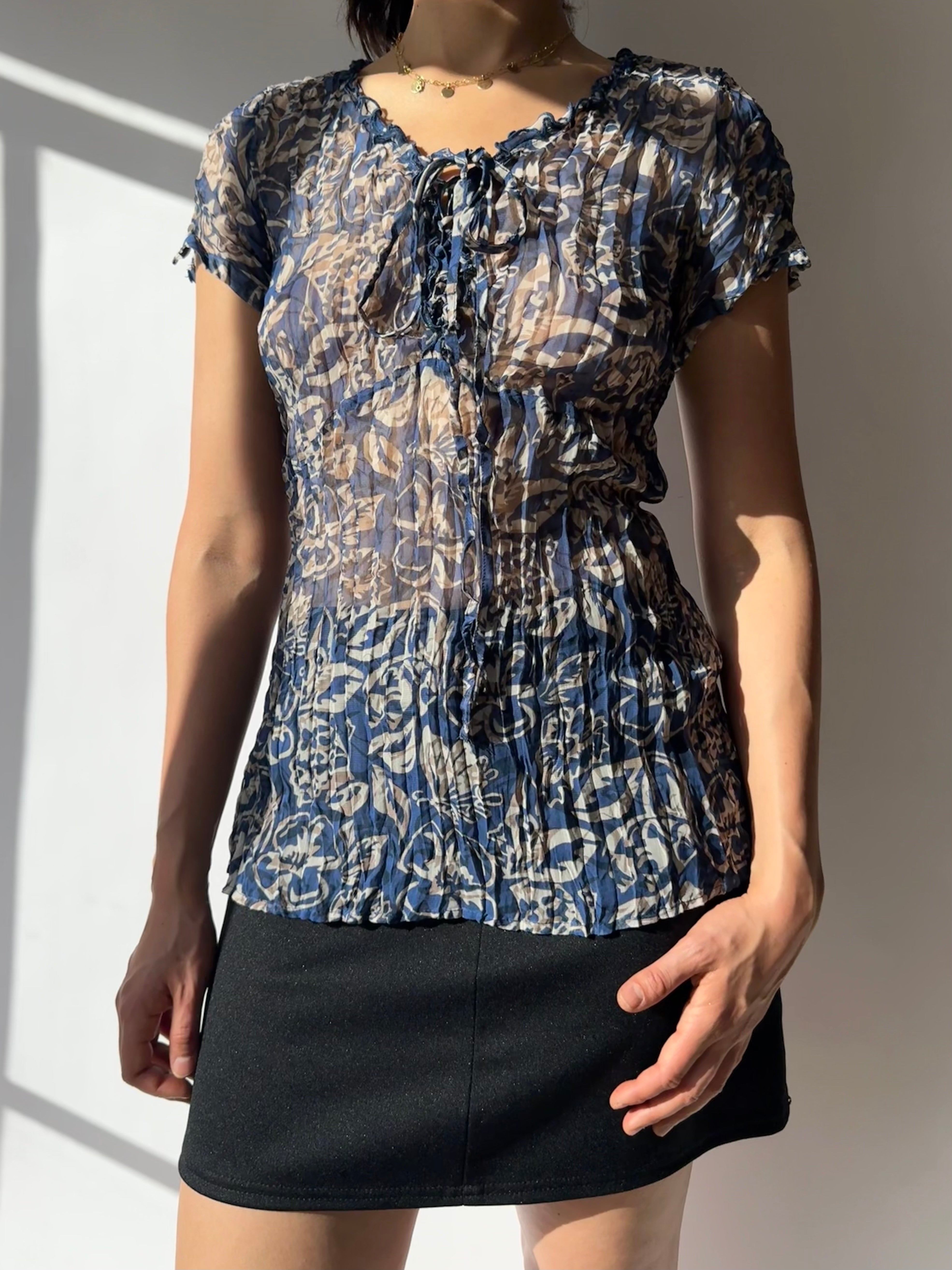 חולצת שיפון פרחונית (M)