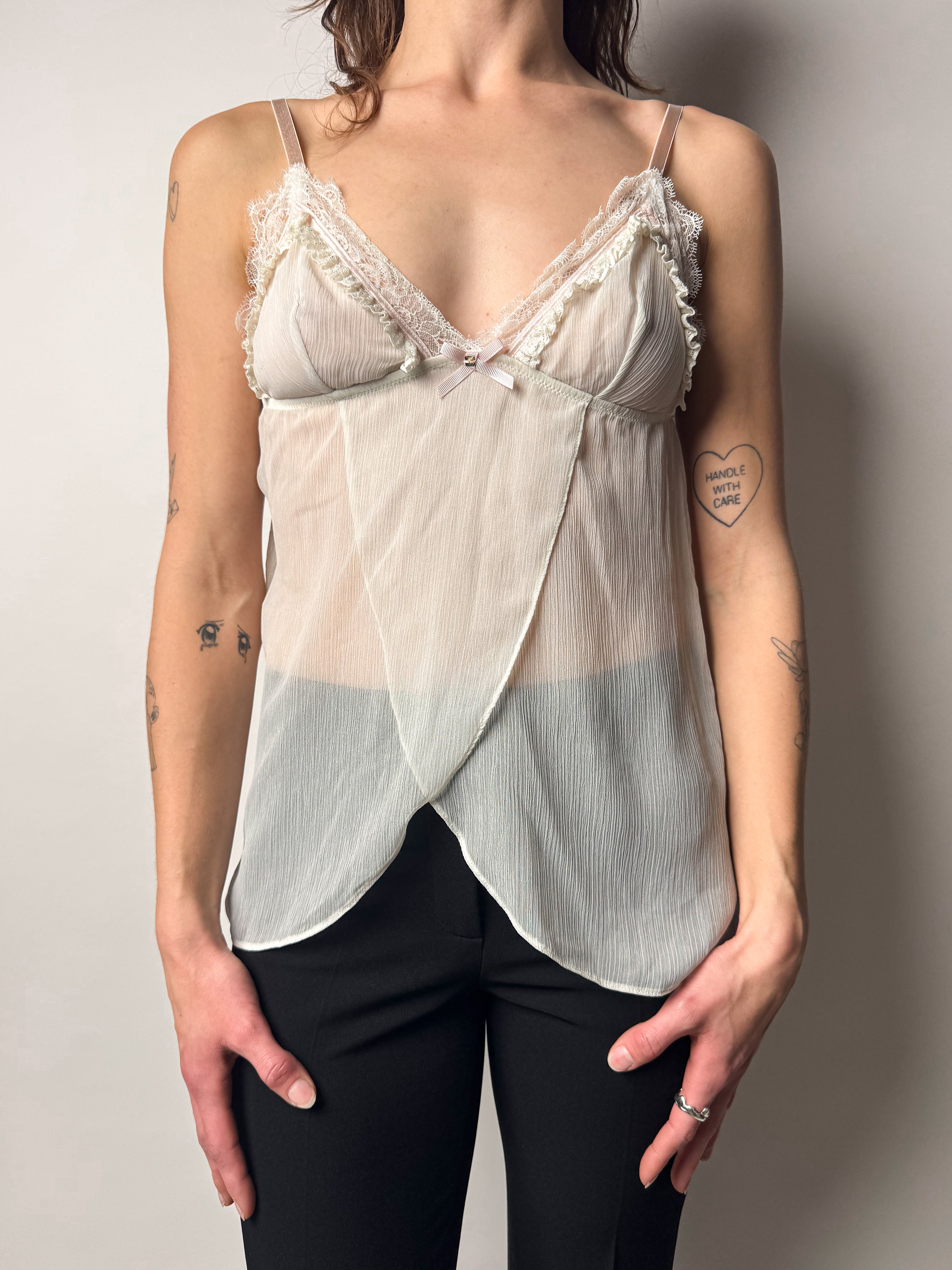 גופיית שיפון ותחרה (S)