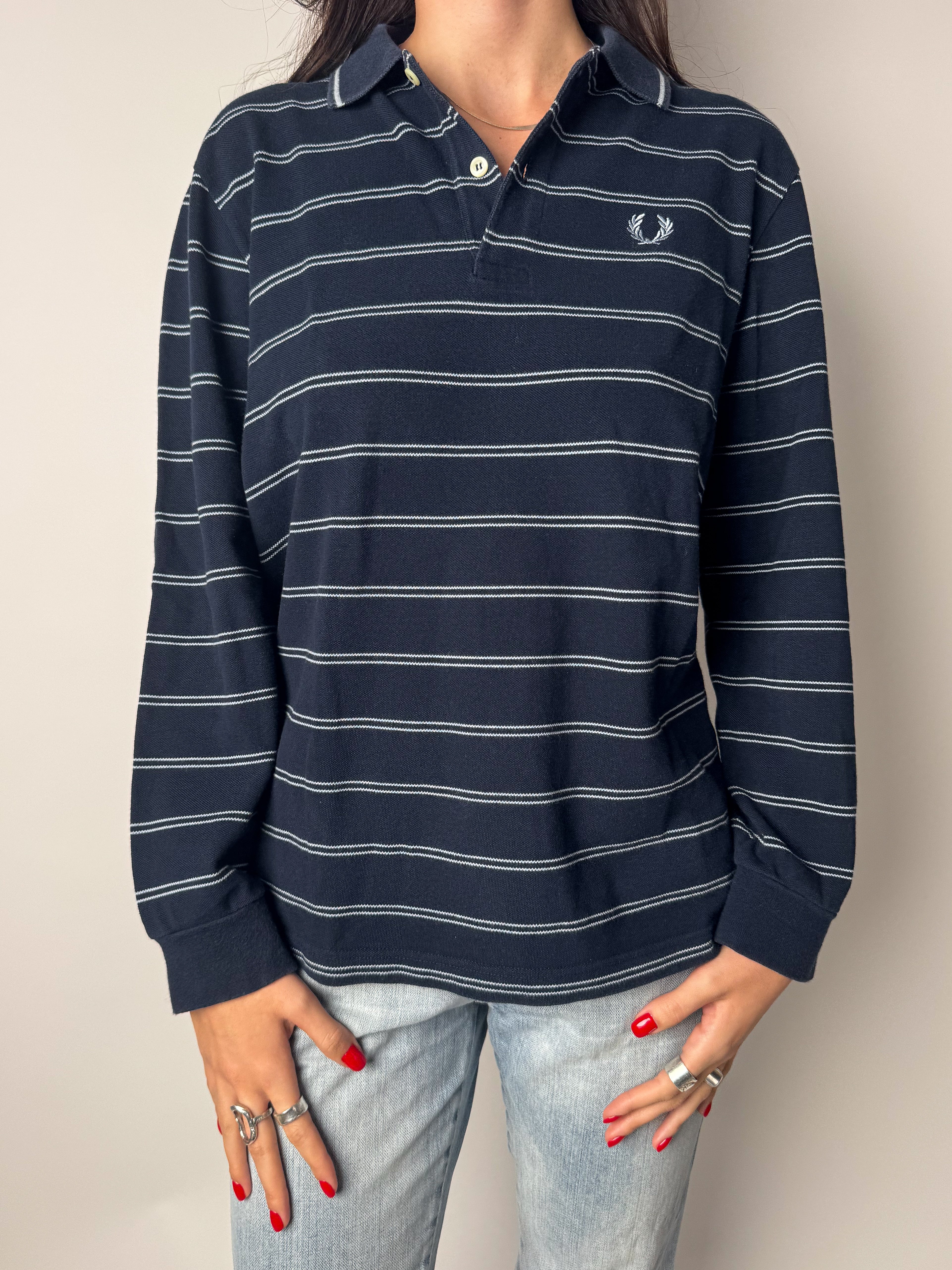 חולצת פולו פסים כחולה Fred Perry (S)