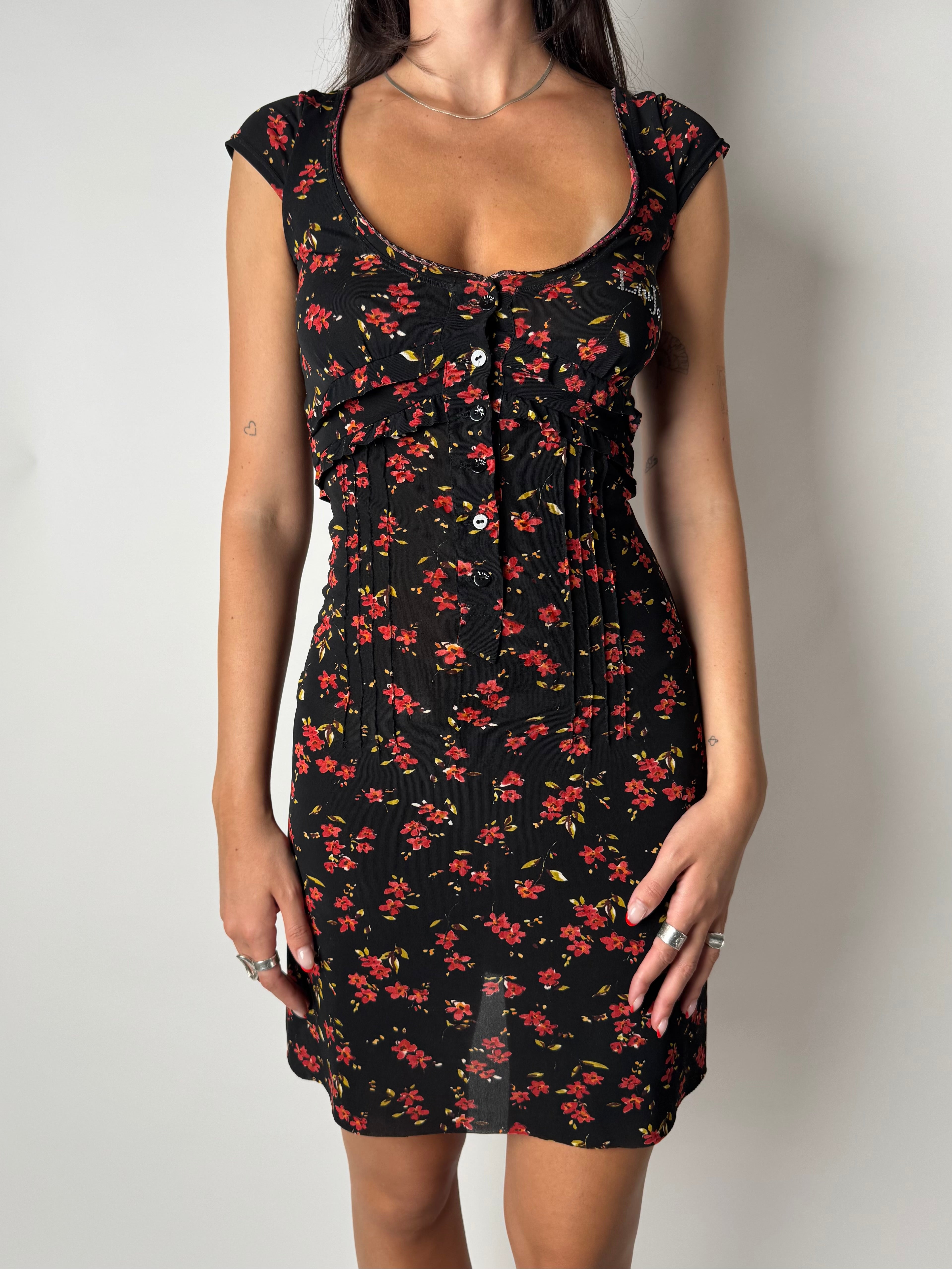 שמלת מיני בהדפס פרחוני (S)