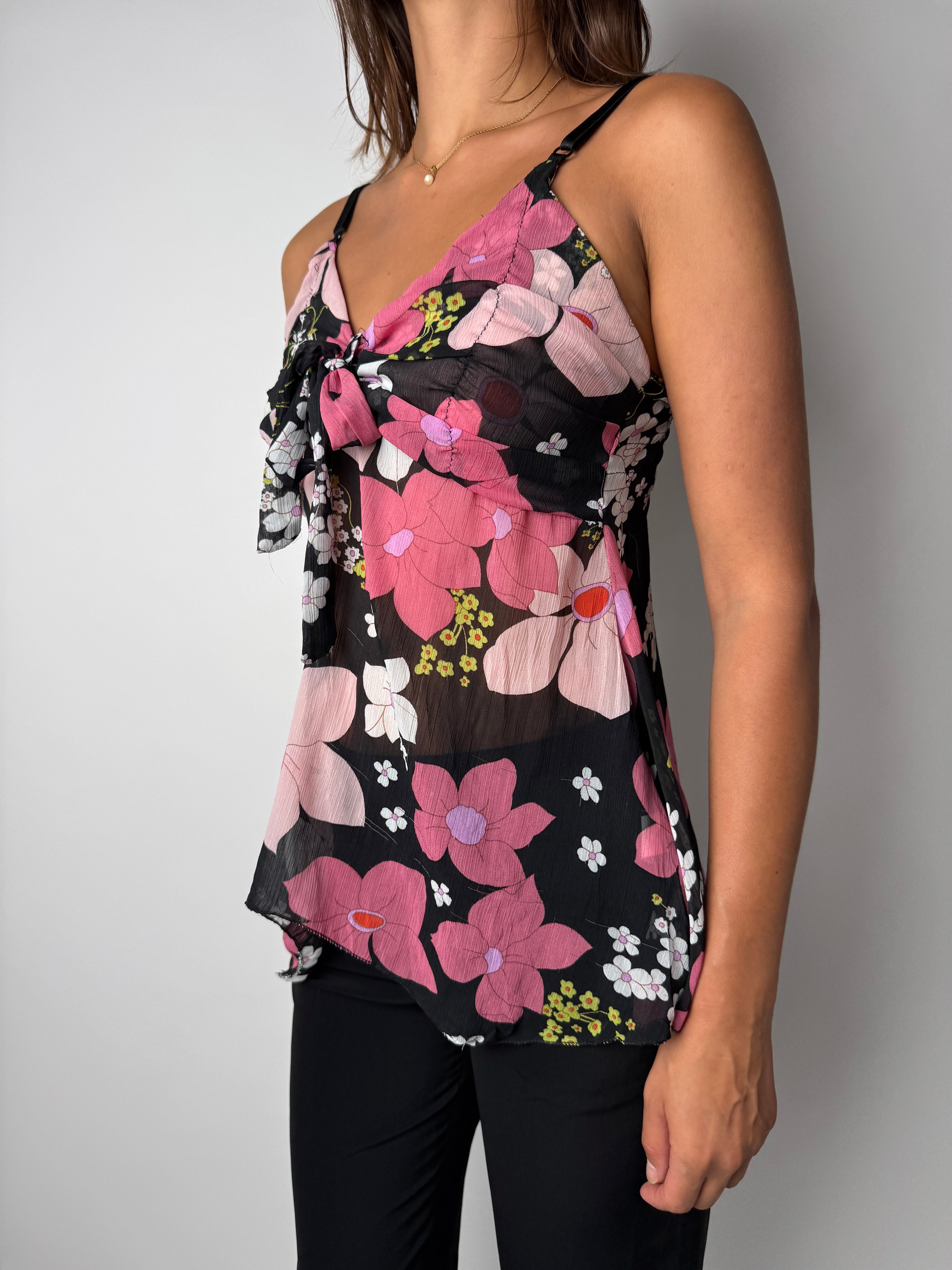 גופיית שיפון פרחונית (M)