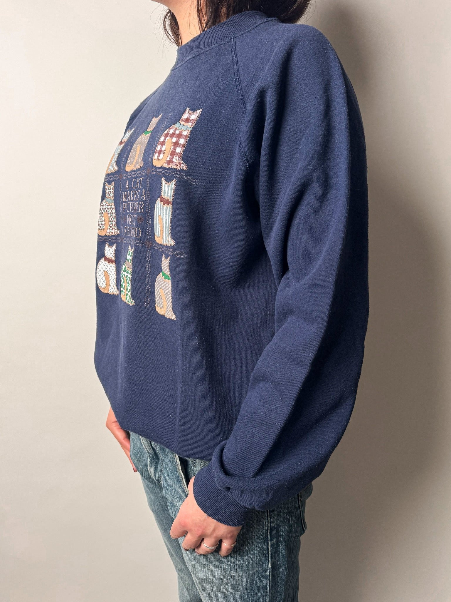 סווטשרט כחול כהה חתולים (L)