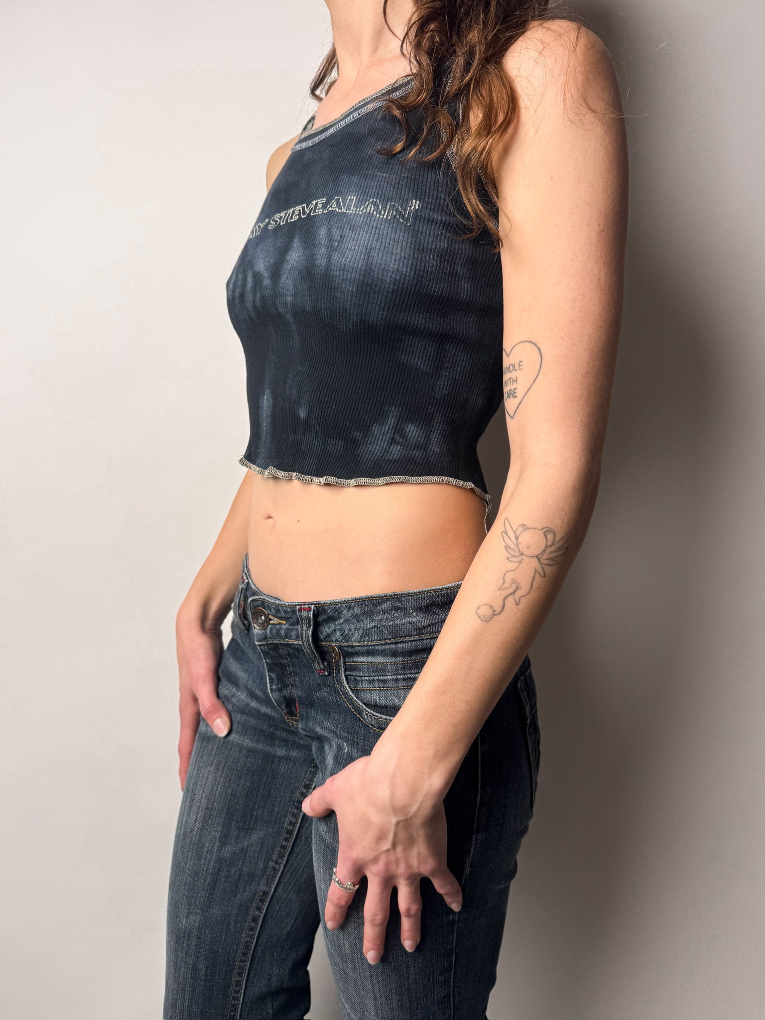 גופיית קרופ בהדפס (XS)