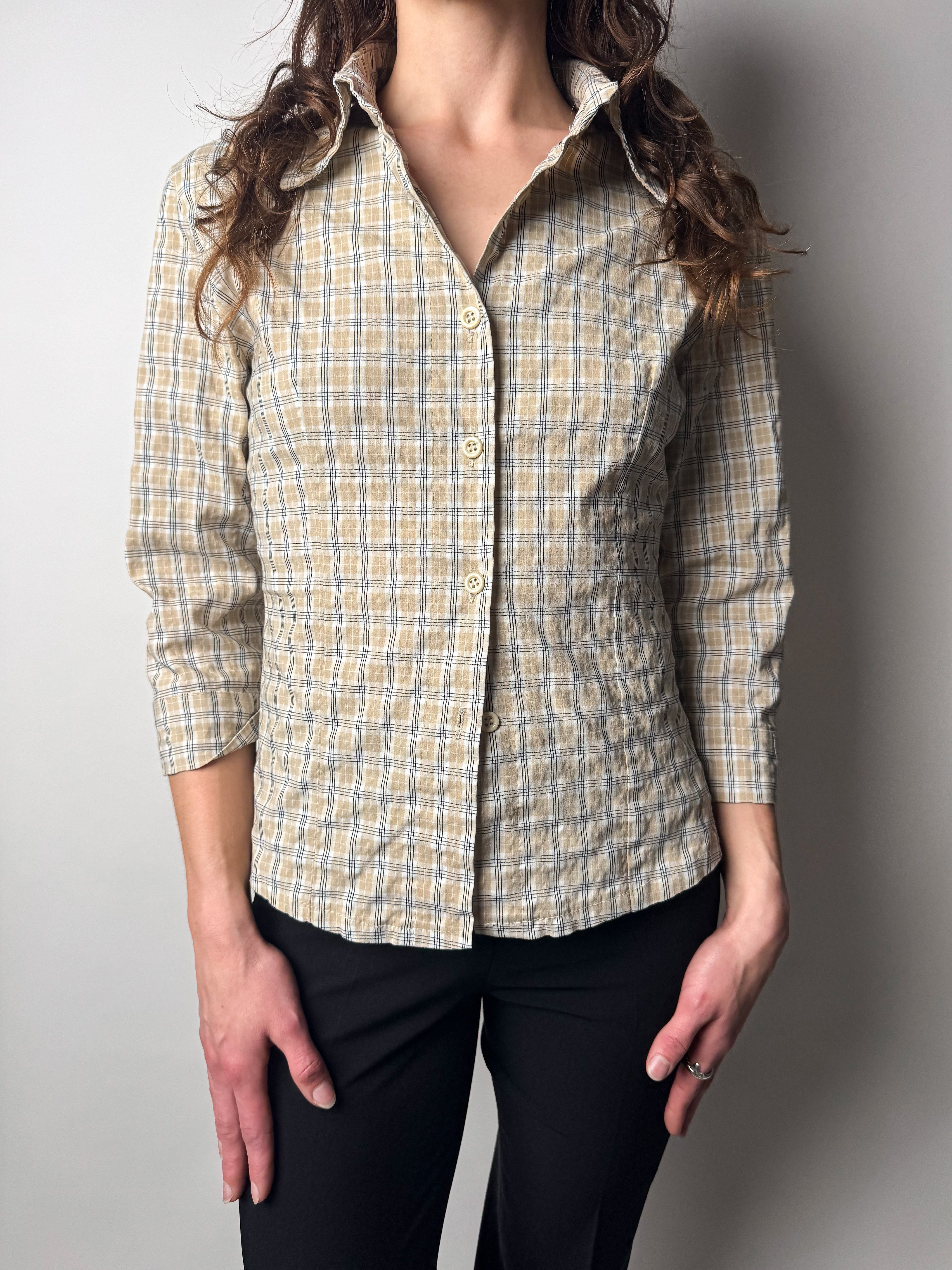 חולצה מכופתרת משבצות (S)