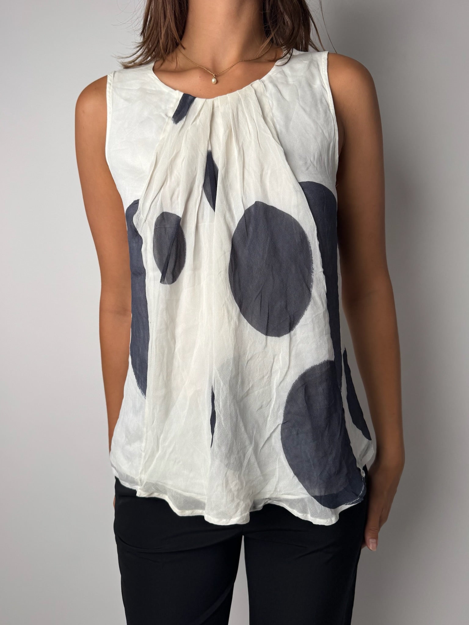 גופיית משי בהדפס נקודות Max Mara (S-M)