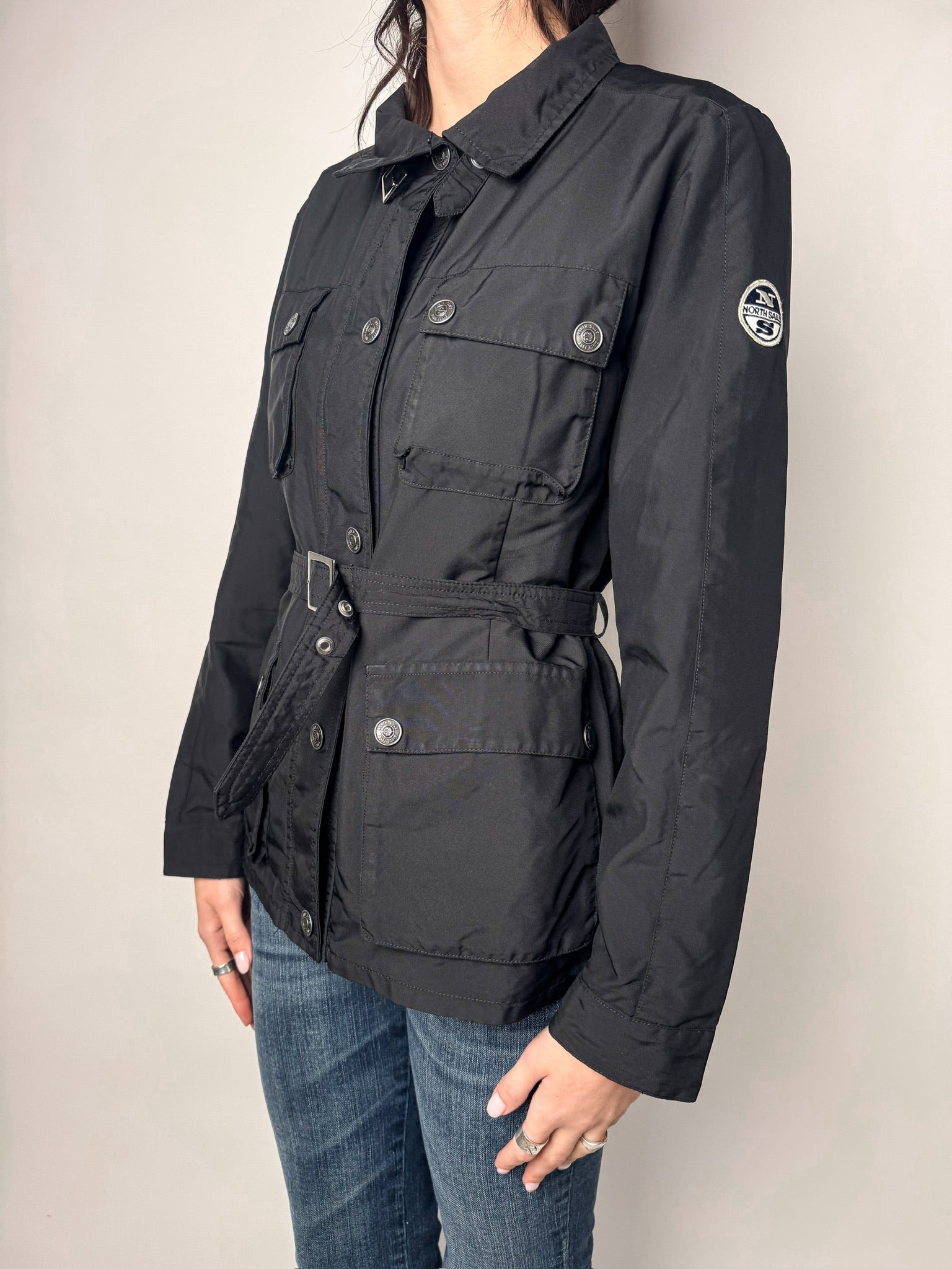 מעיל שחור עם חגורה North Sails (XS)