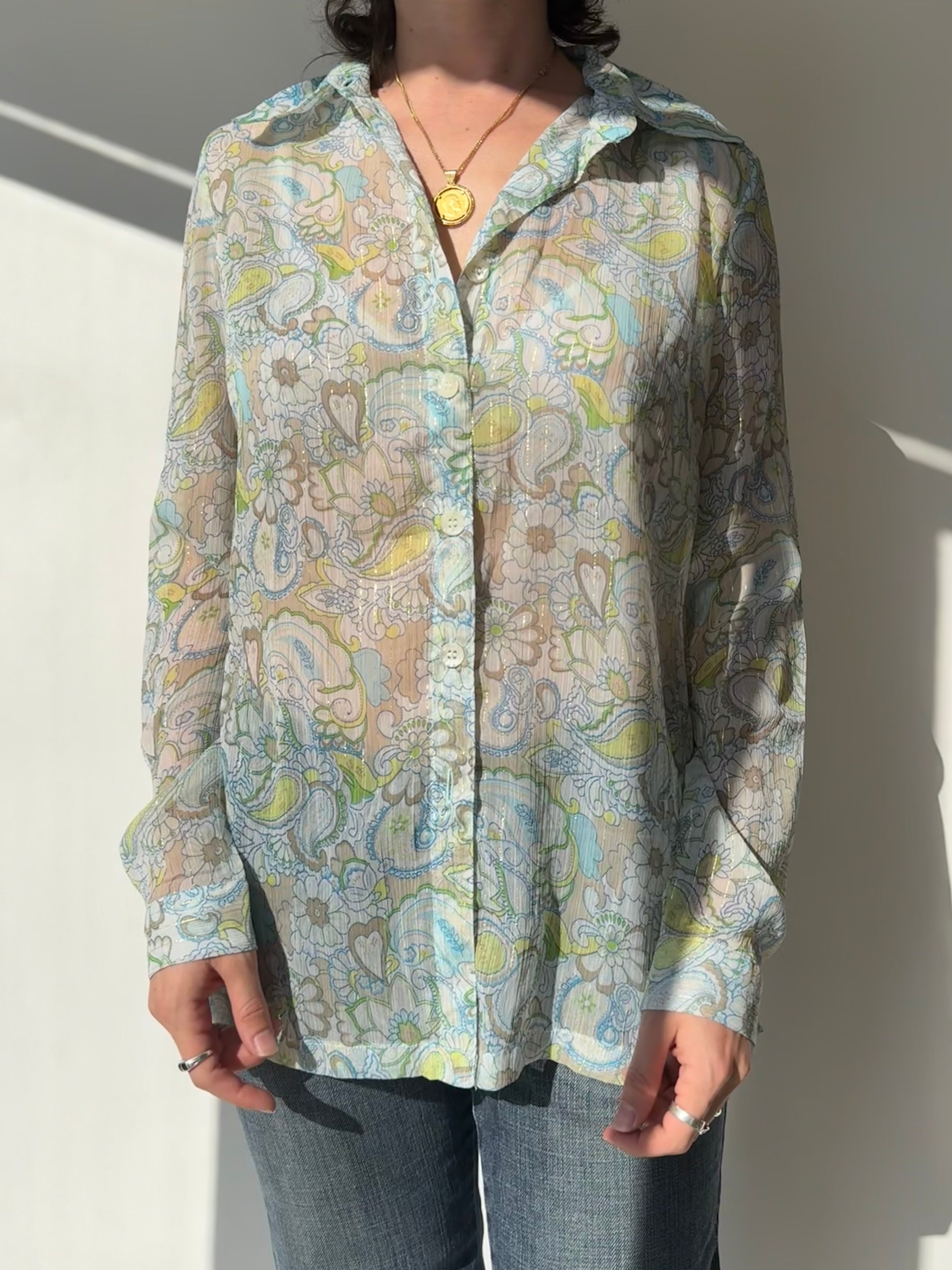 חולצה מכופתרת פרחונית (M)