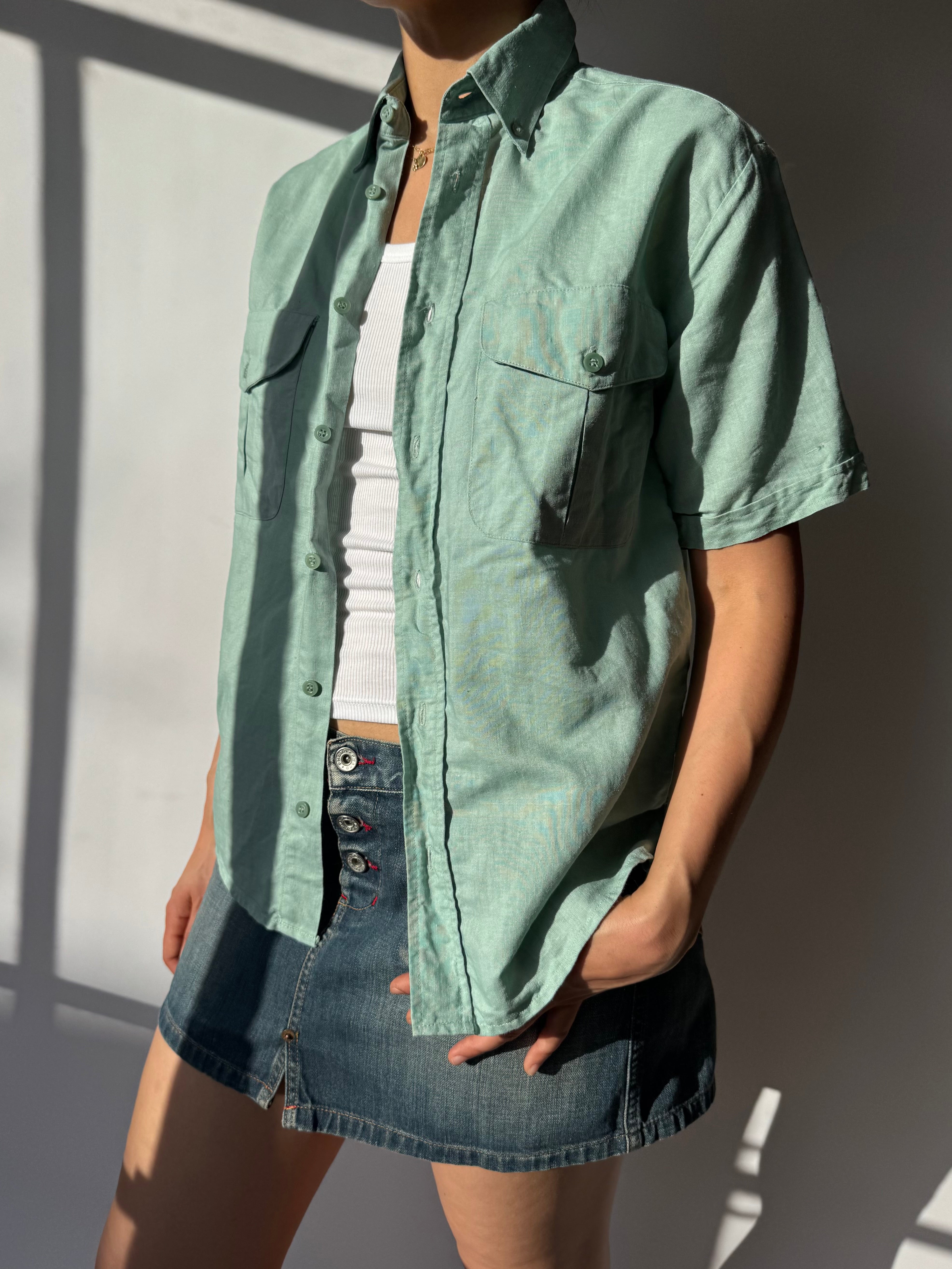 חולצת פשתן מכופתרת (S)