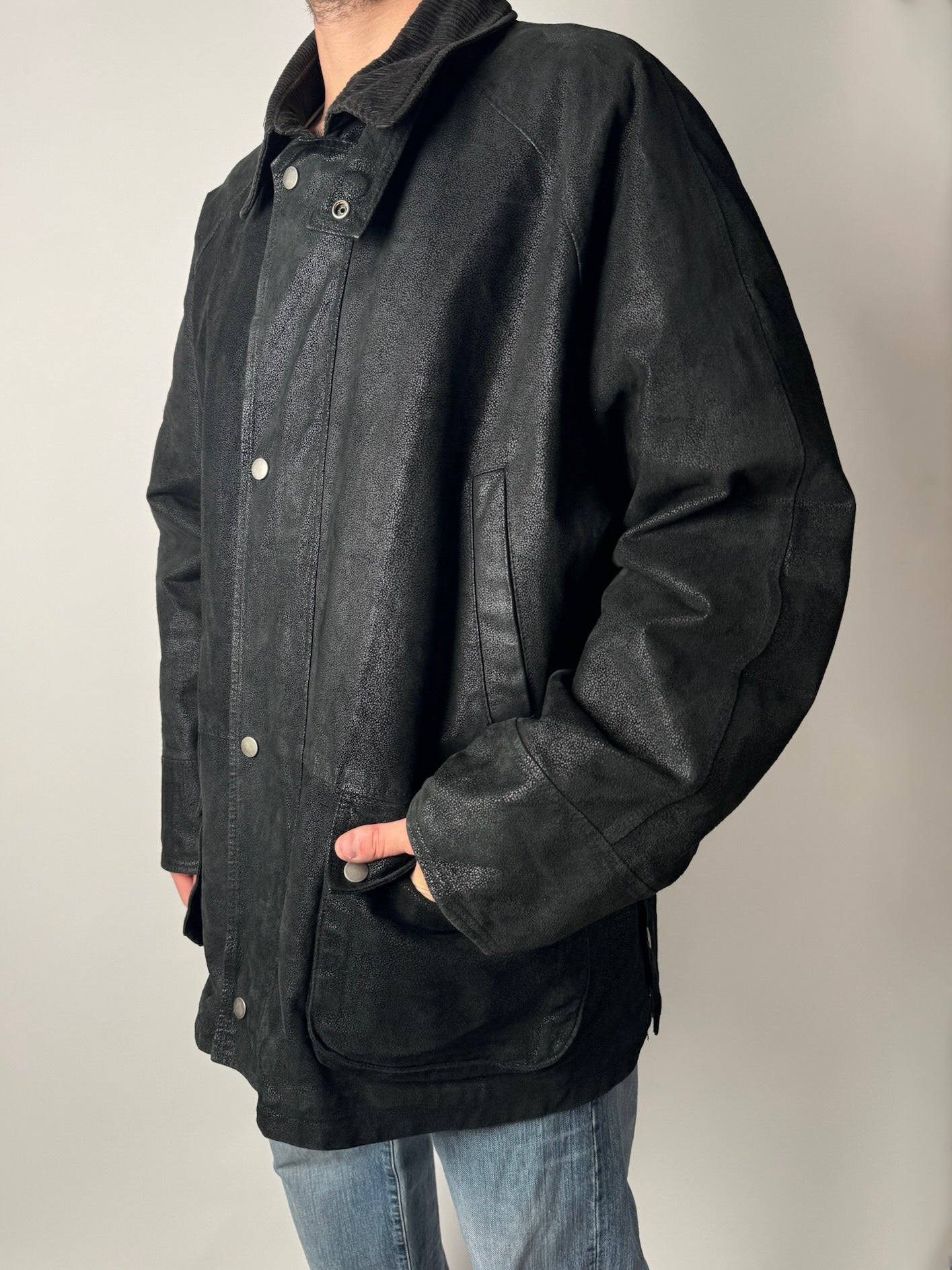 מעיל עור שחור (XL)