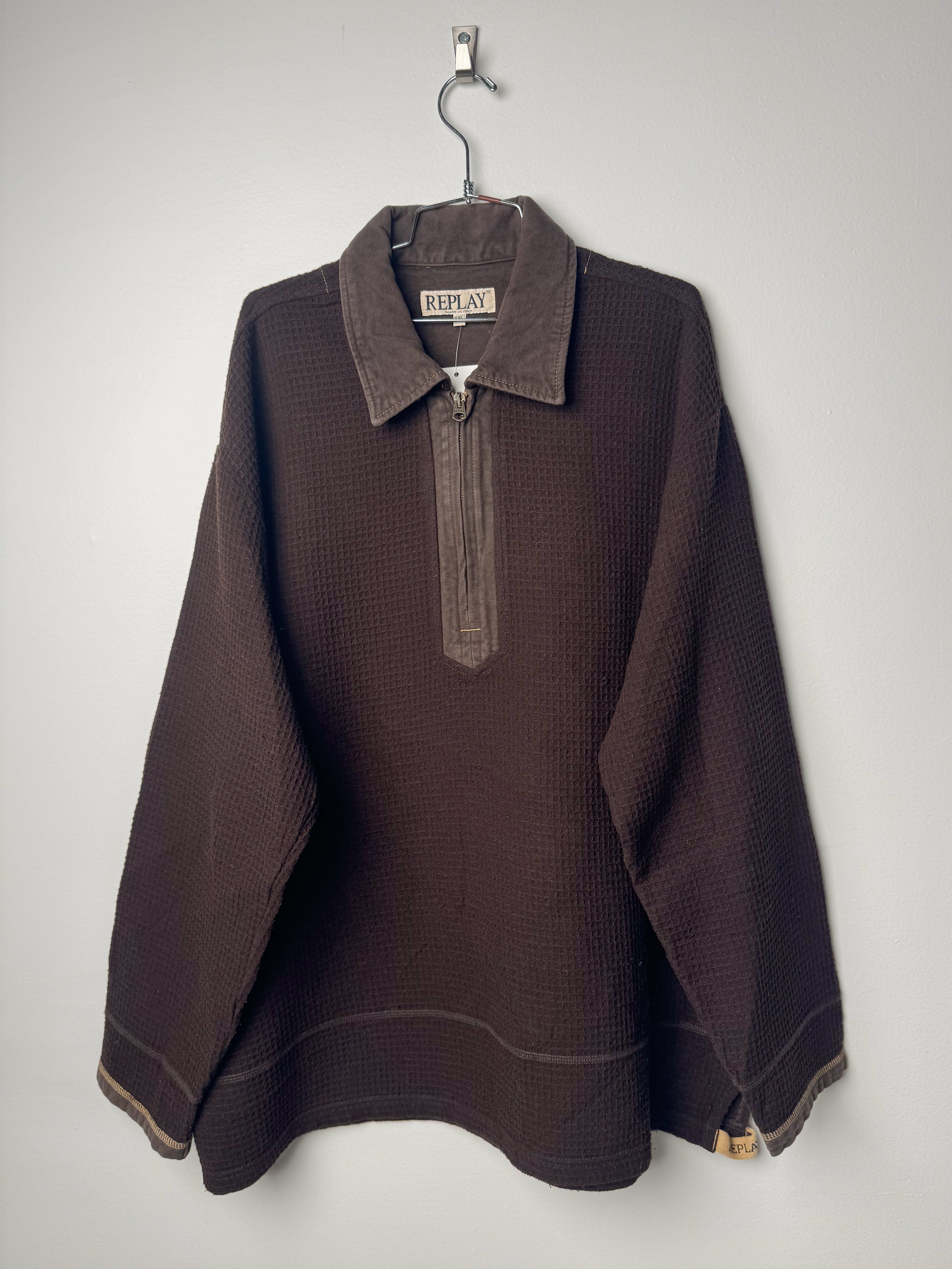 סווטשרט שליש רוכסן חום Replay (XXL)