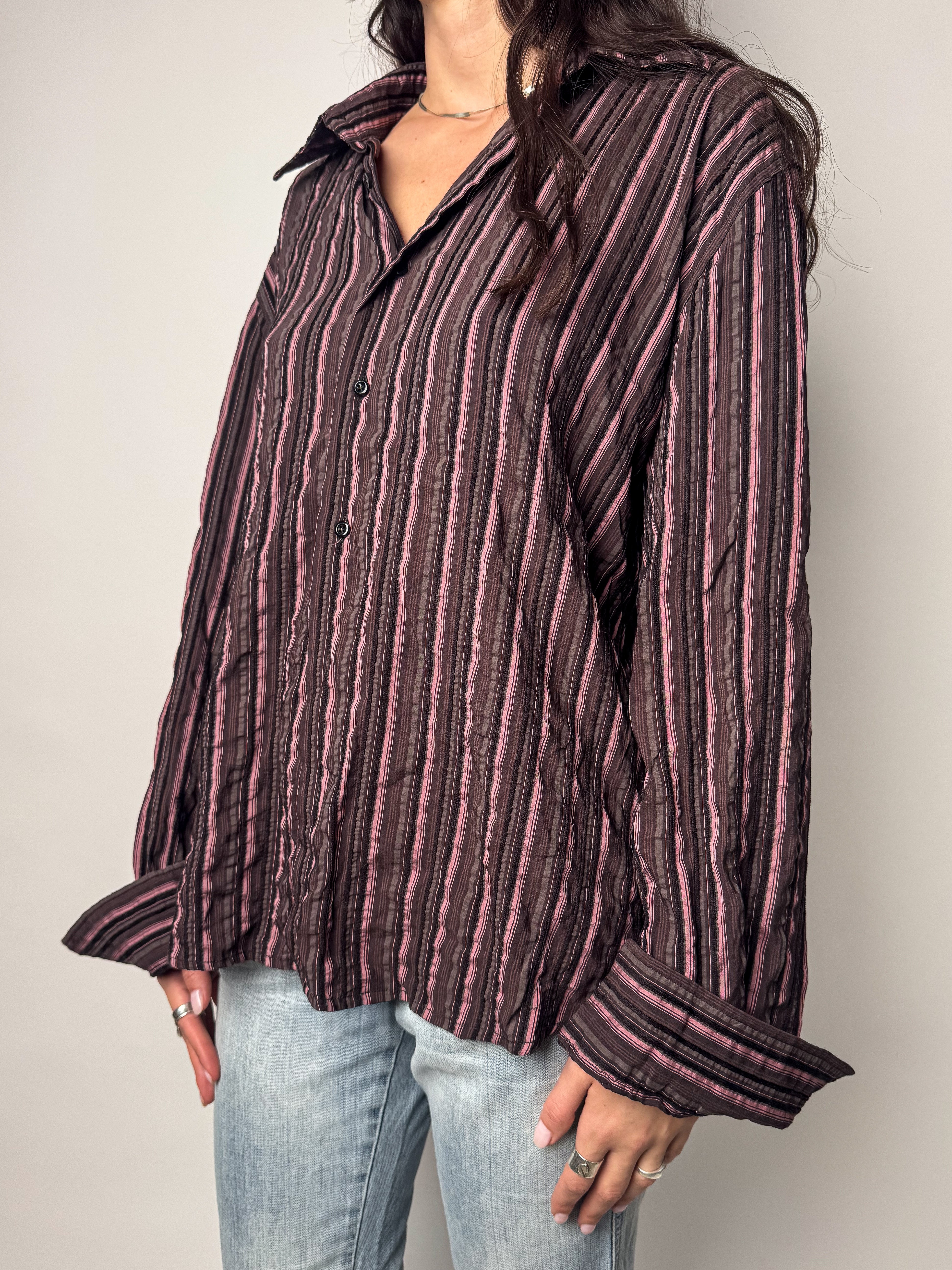 חולצה פסים מכופתרת (L)