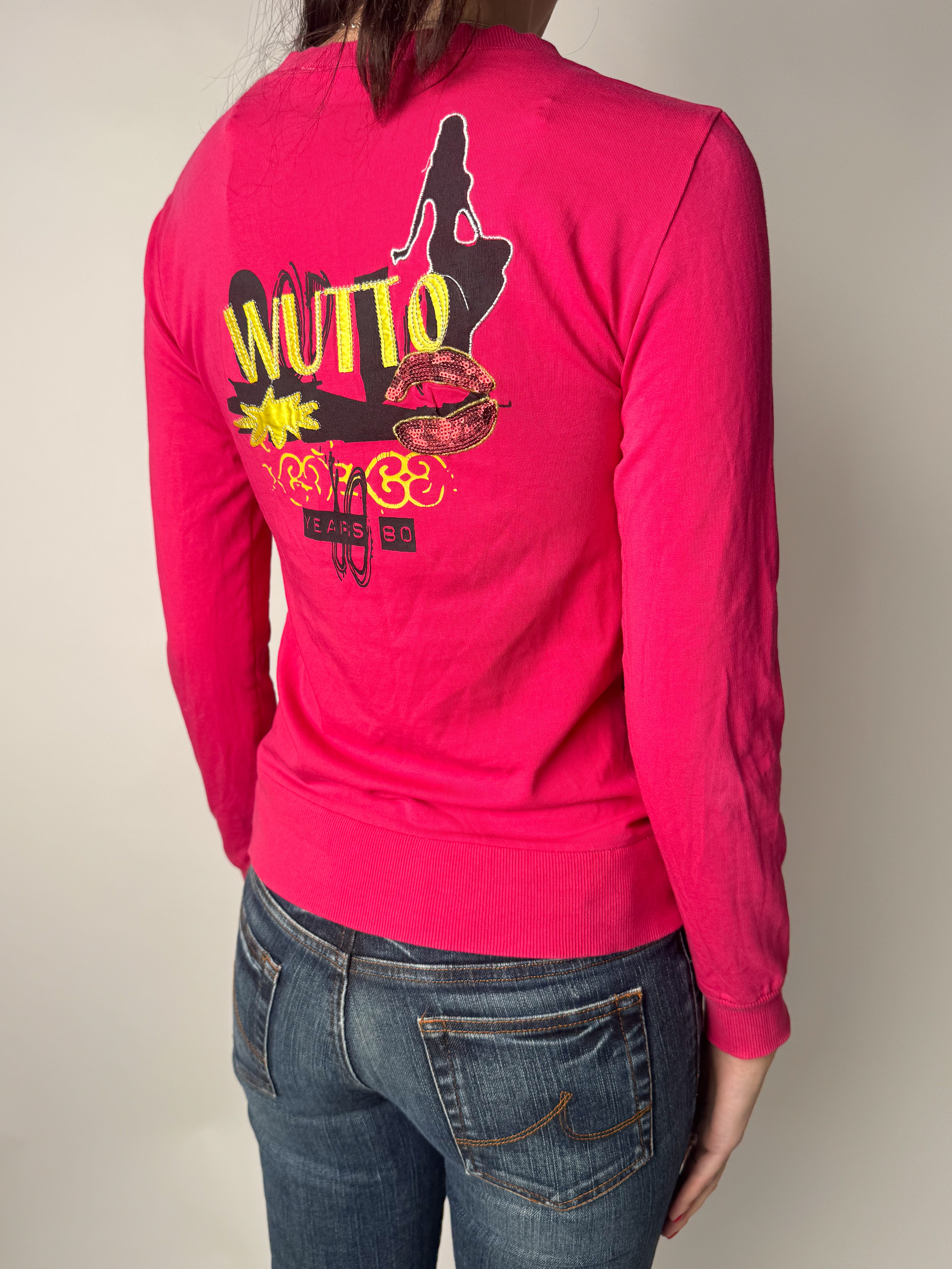 חולצה ורודה עם פרינט גרפי (S)