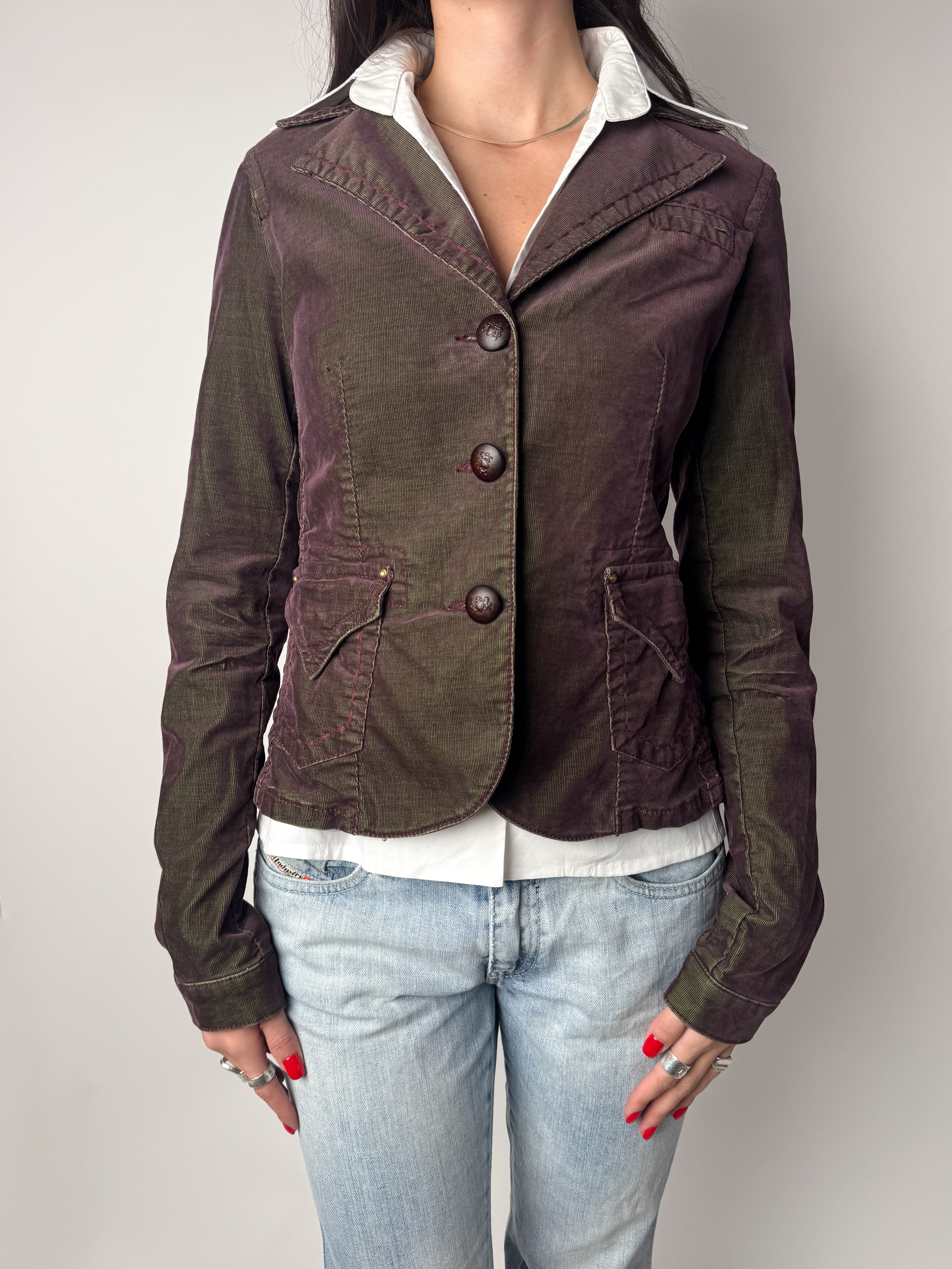 בלייזר קורדרוי סגול וירוק Guess (XS)