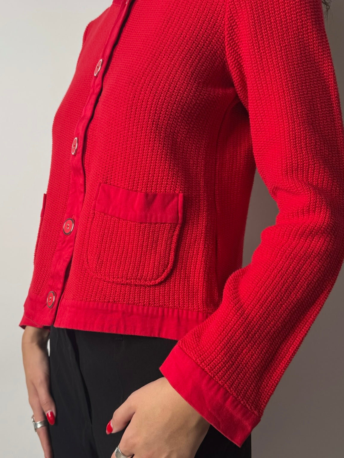 קרדיגן אדום סרוג (M)