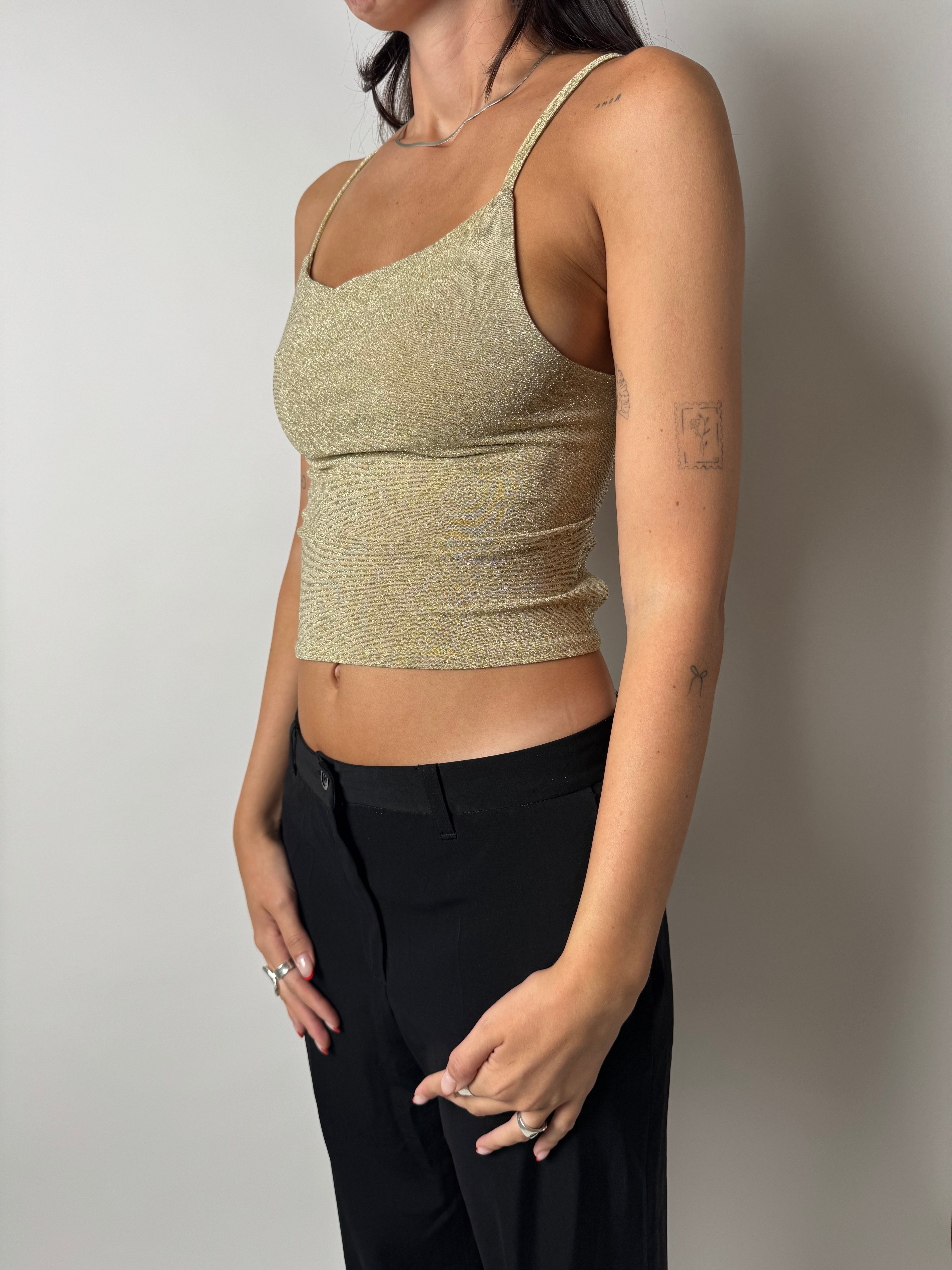 גופיה מנצנצת גב פתוח (XS-S)