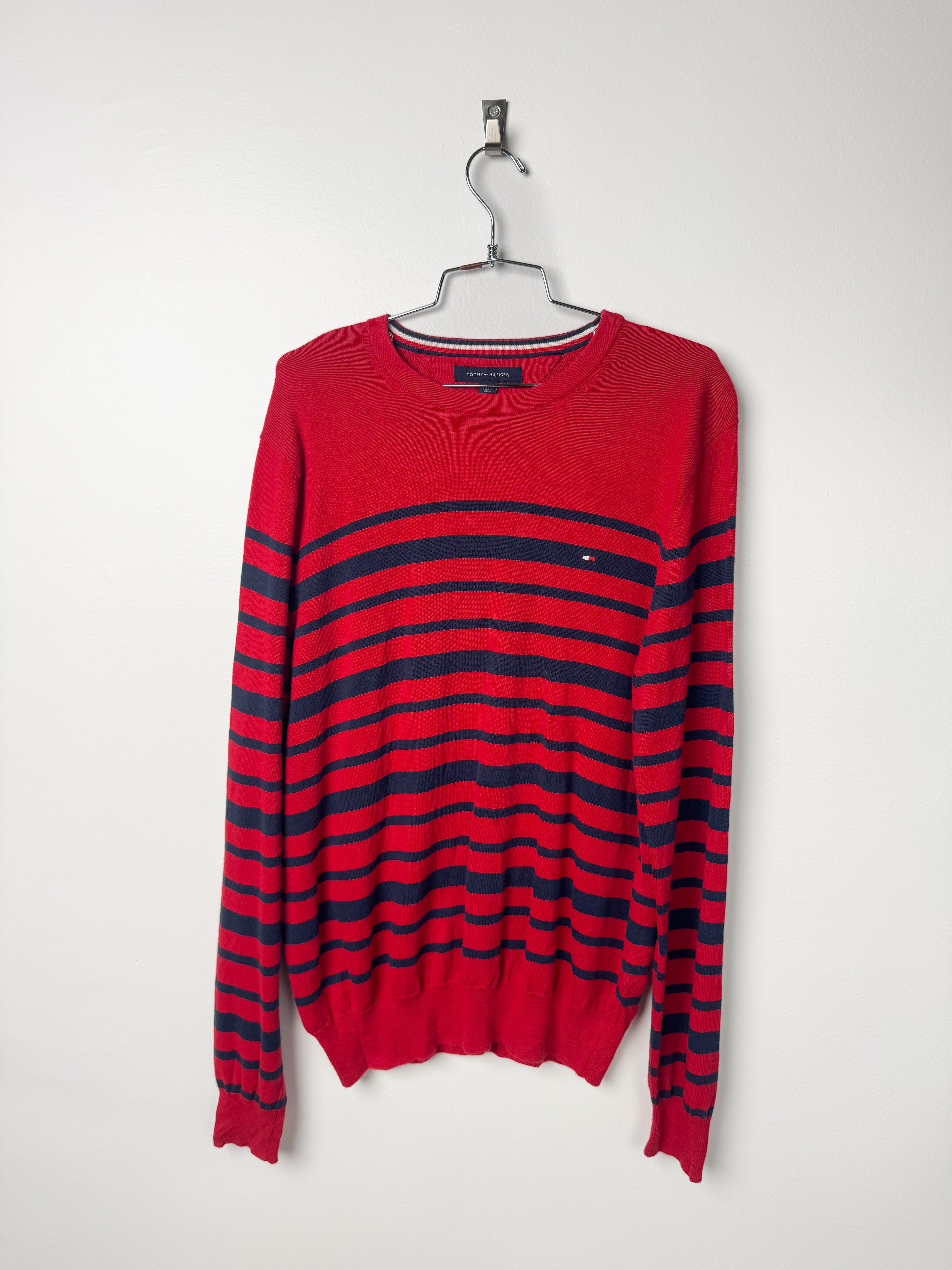 סריג אדום עם פסים כחולים (M) Tommy Hilfiger