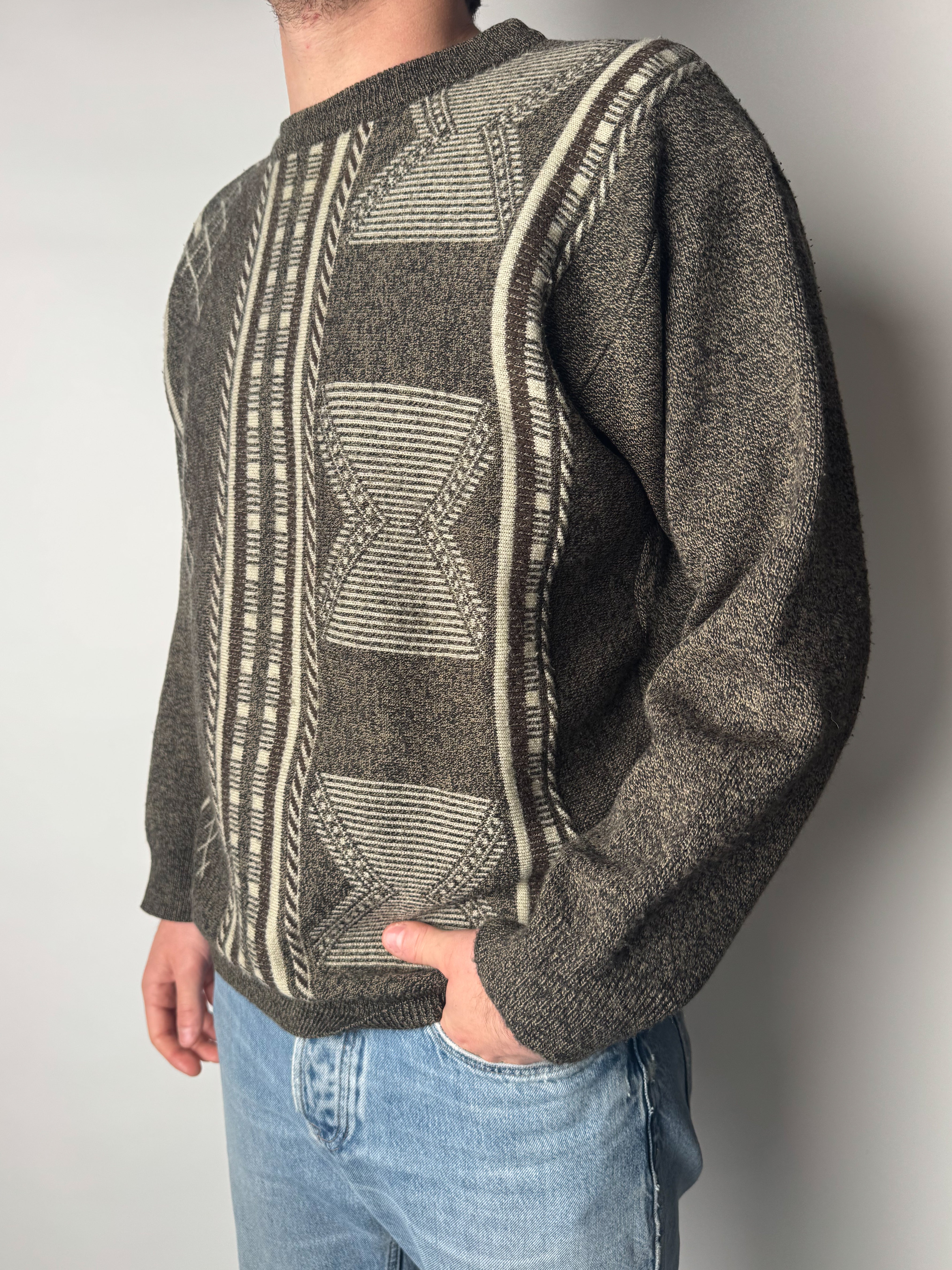 סריג חום בהדפס גיאומטרי (L)