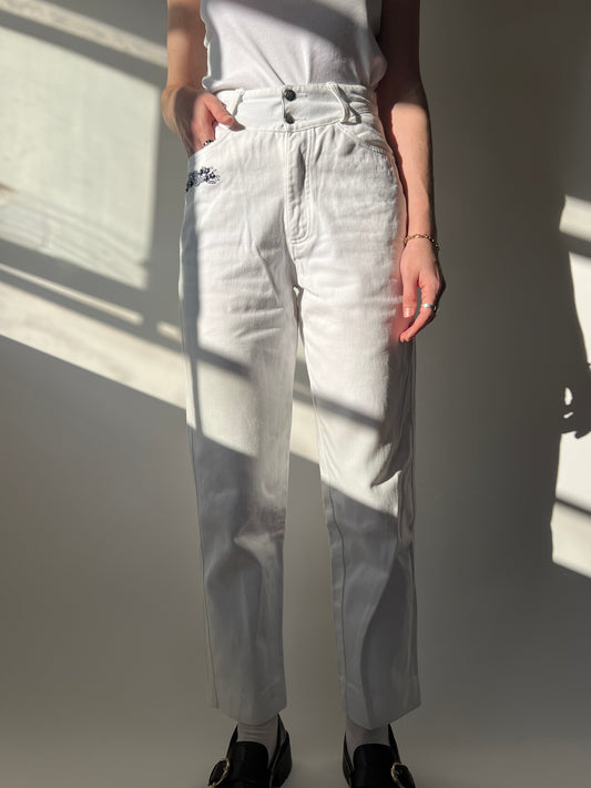 ג׳ינס לבן בגזרה גבוהה ורחבה (34)