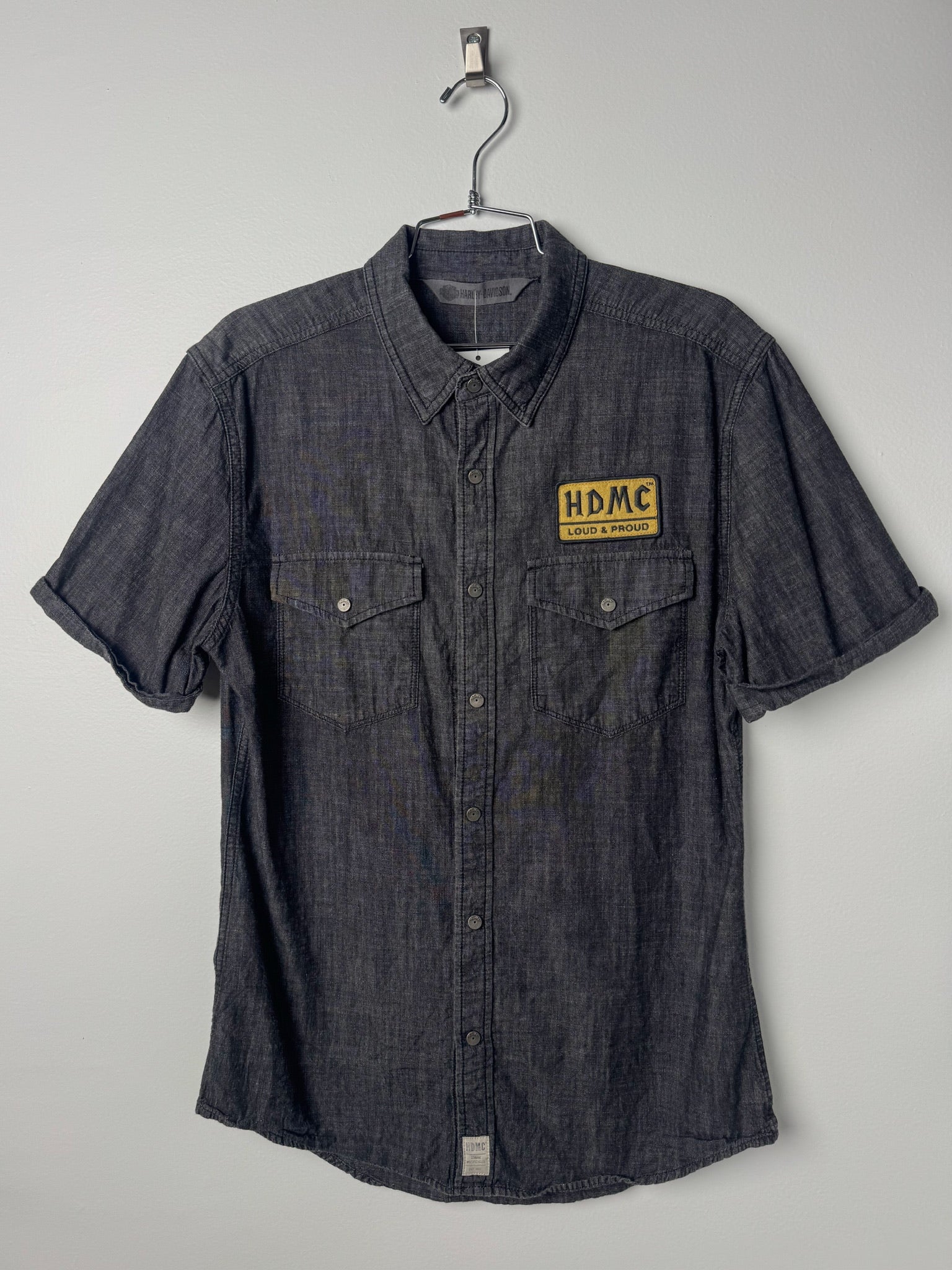 HARLEY DAVIDSON חולצה מכופתרת אפורה (M)