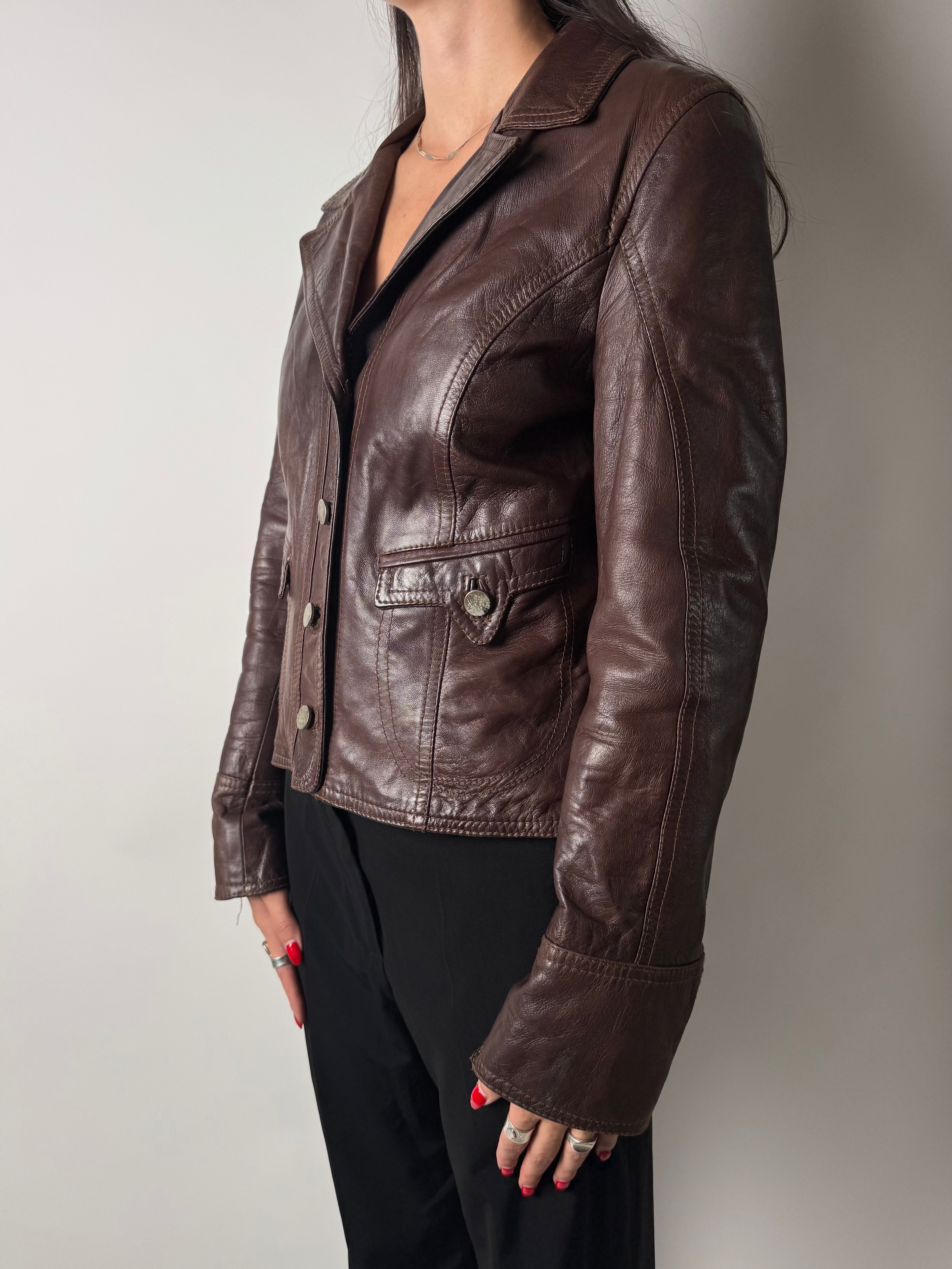 בלייזר עור חום (M)