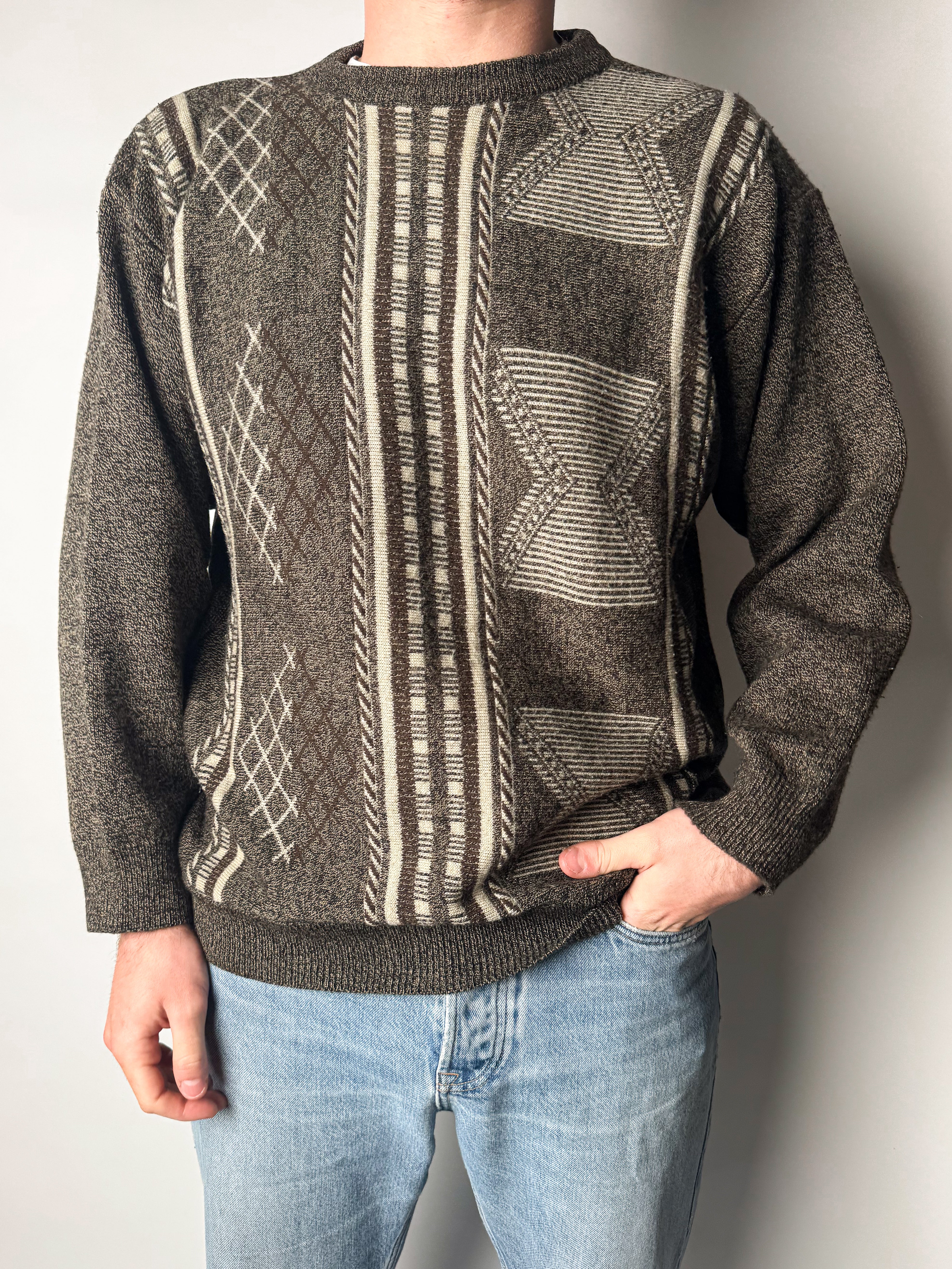 סריג חום בהדפס גיאומטרי (L)