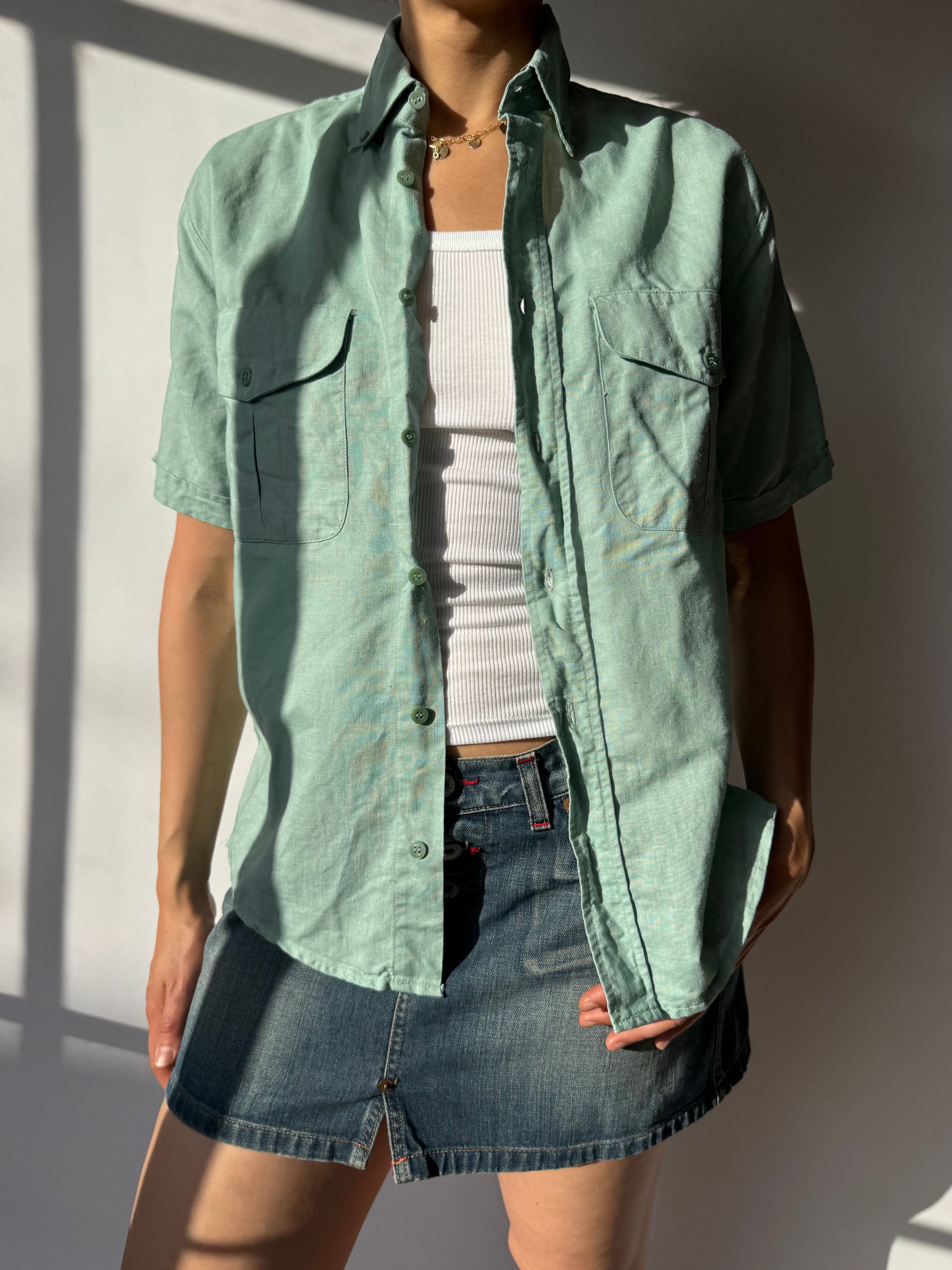 חולצת פשתן מכופתרת (S)