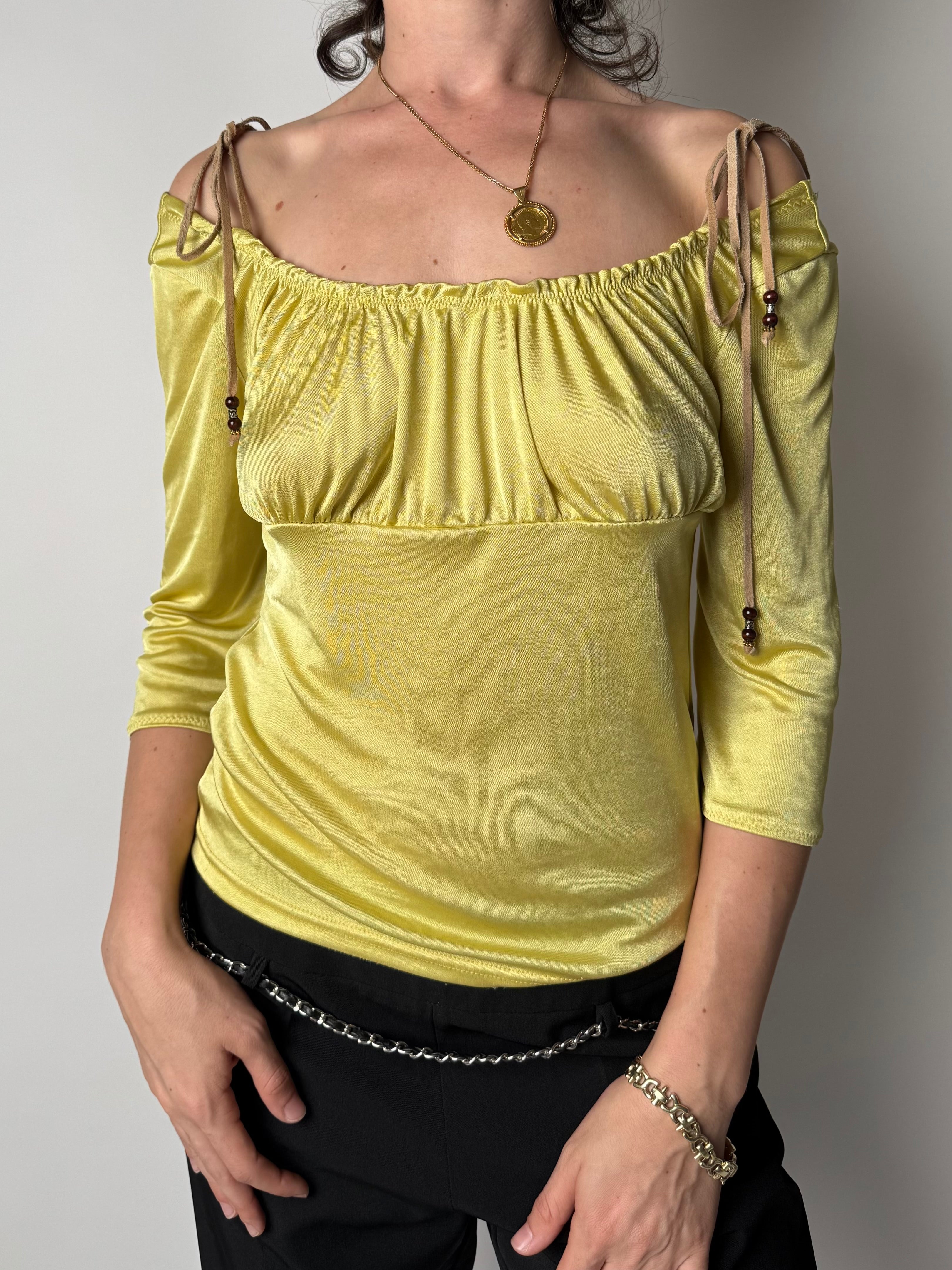 חולצת אוף שולדר מבריקה (S)