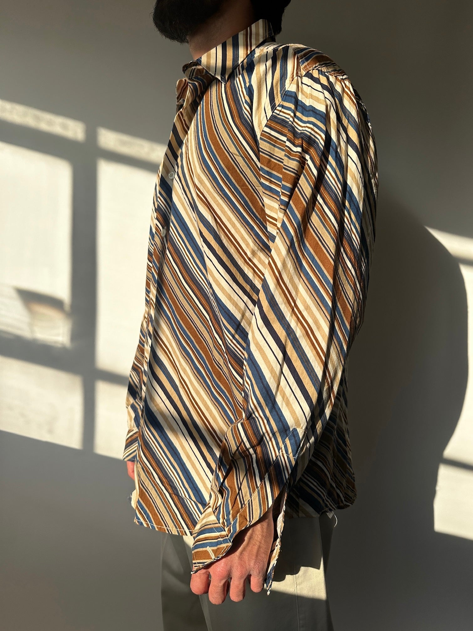 חולצה מכופתרת פסים אלכסוניים (XL)