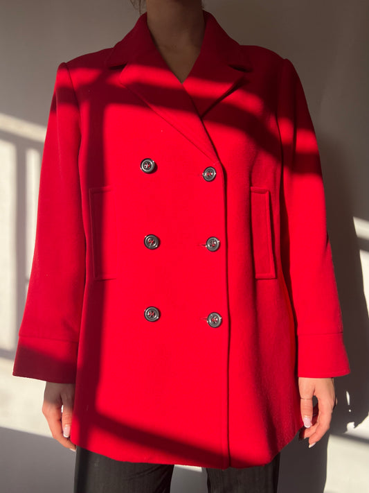 מעיל אדום עם כפתורים כפולים (M-L)